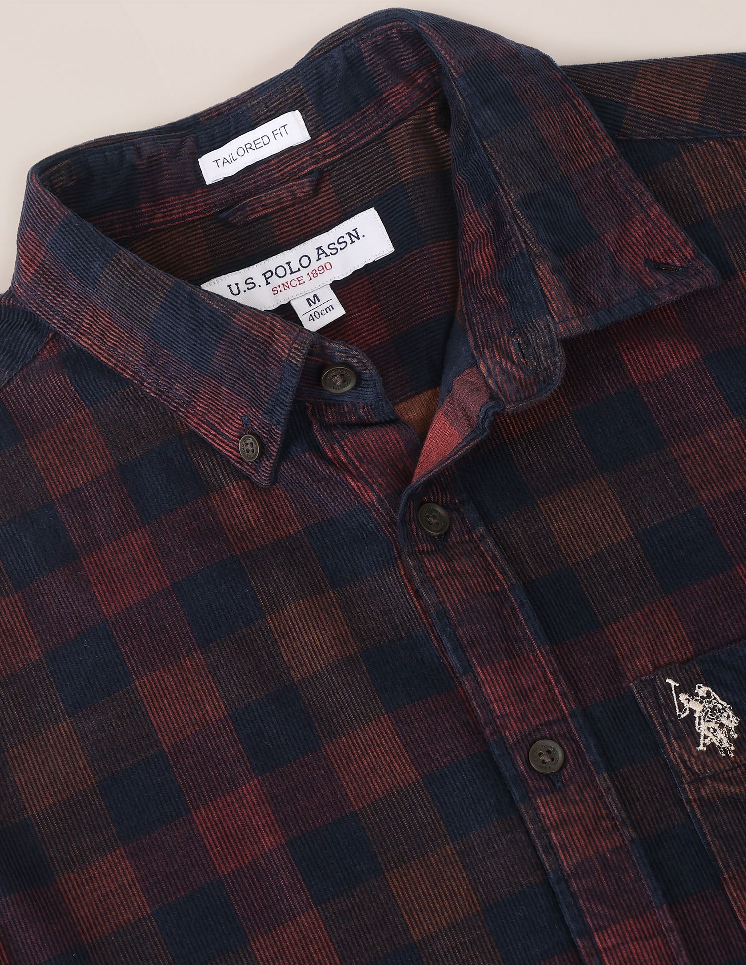 Corduroy Tartan Check Casual Shirt - Image 2