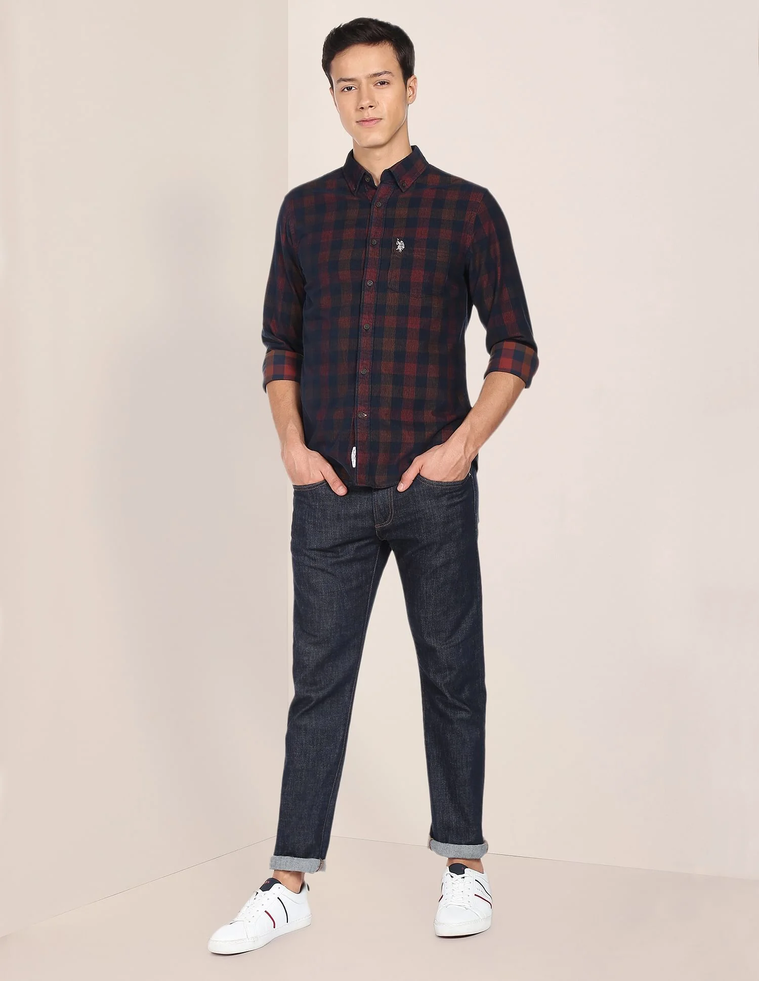 Corduroy Tartan Check Casual Shirt - Image 3