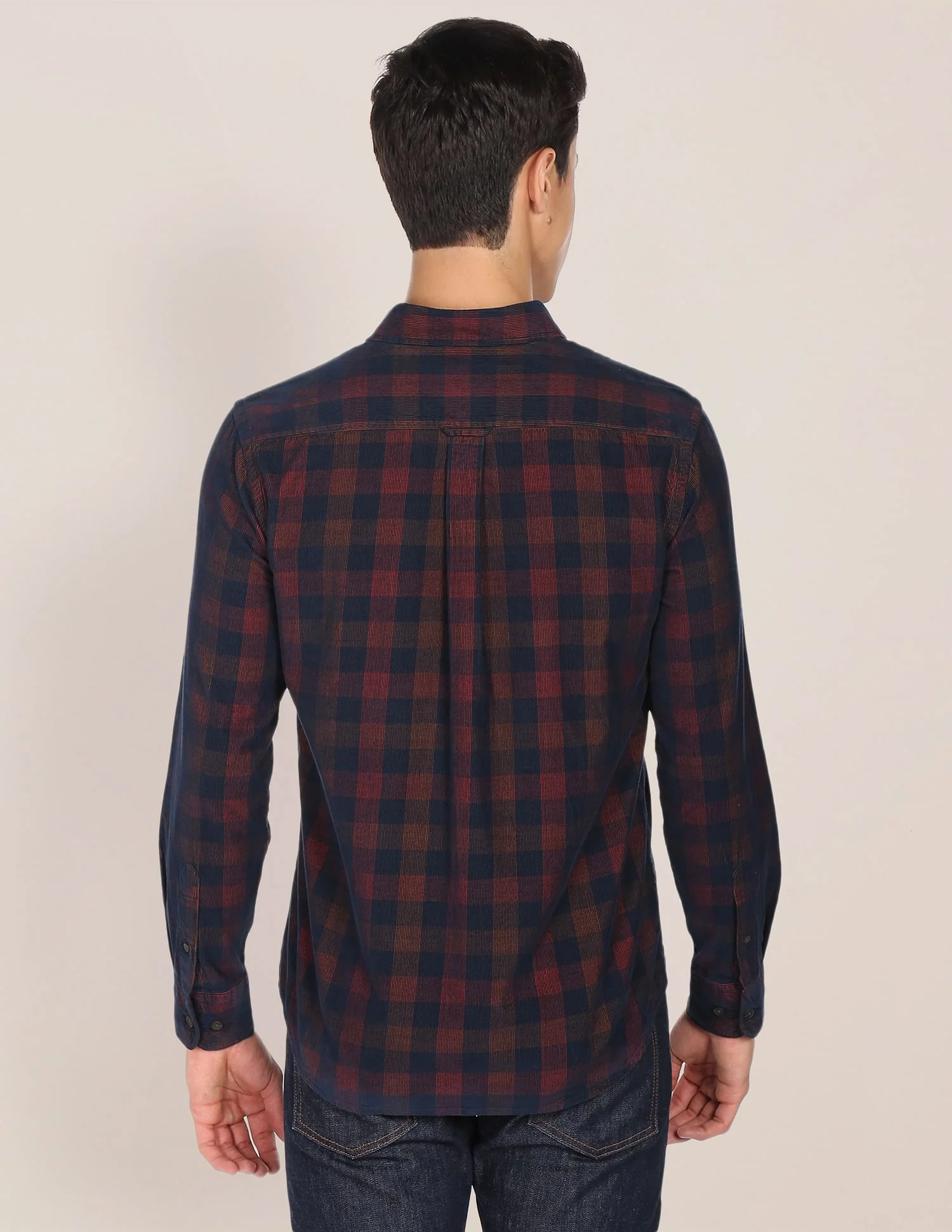 Corduroy Tartan Check Casual Shirt - Image 5