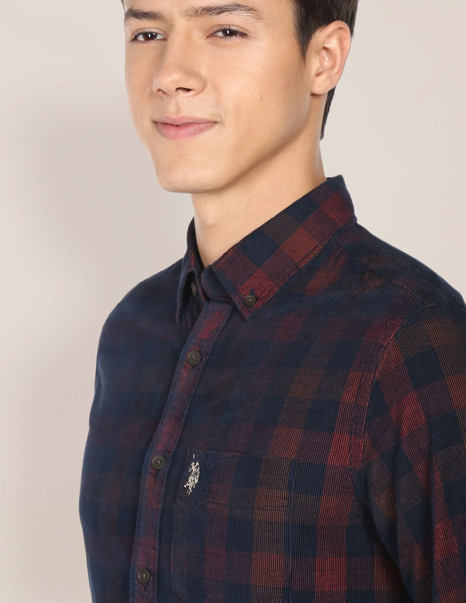 Corduroy Tartan Check Casual Shirt - Image 7