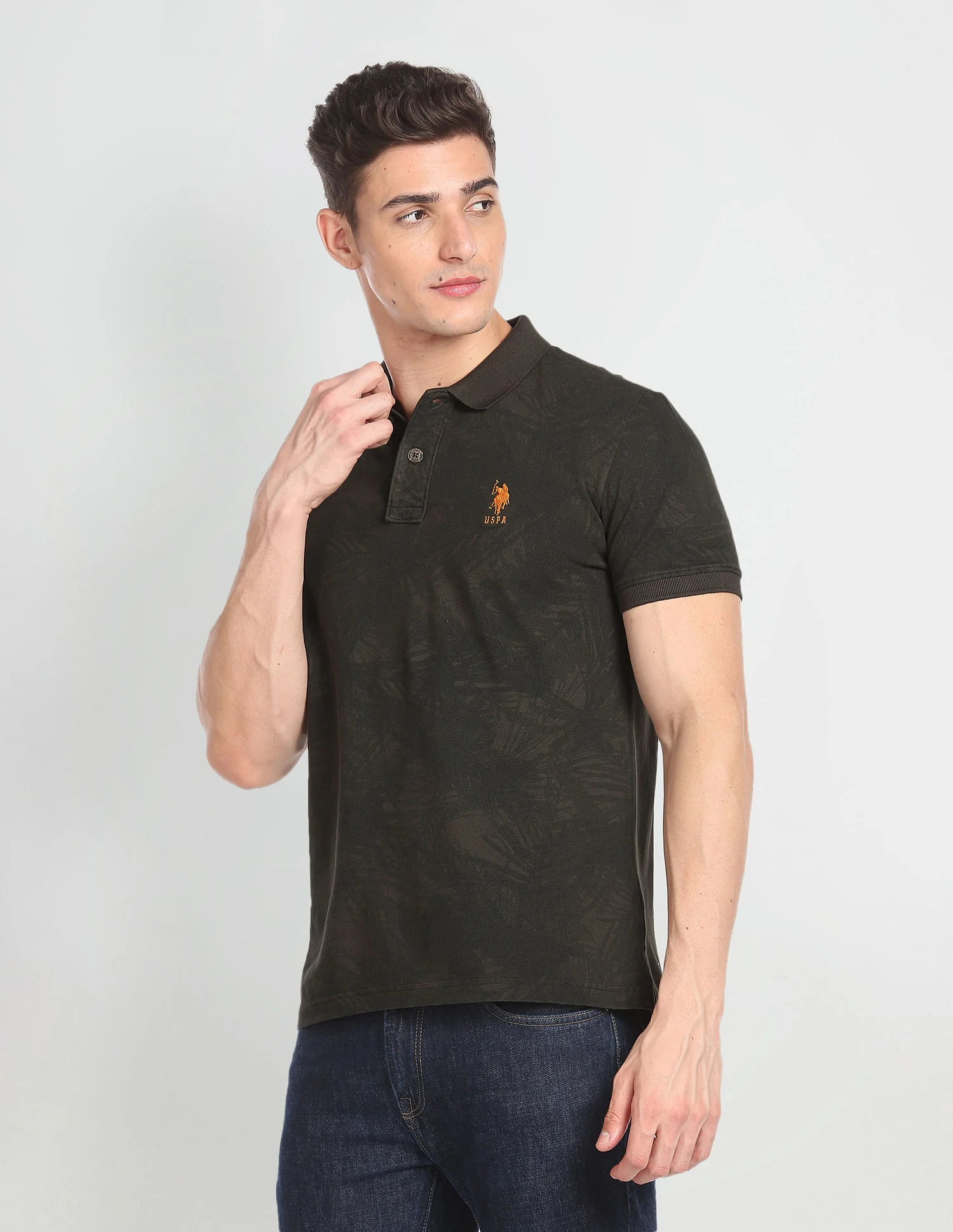 Cotton Abstract Print Polo Shirt - Image 4