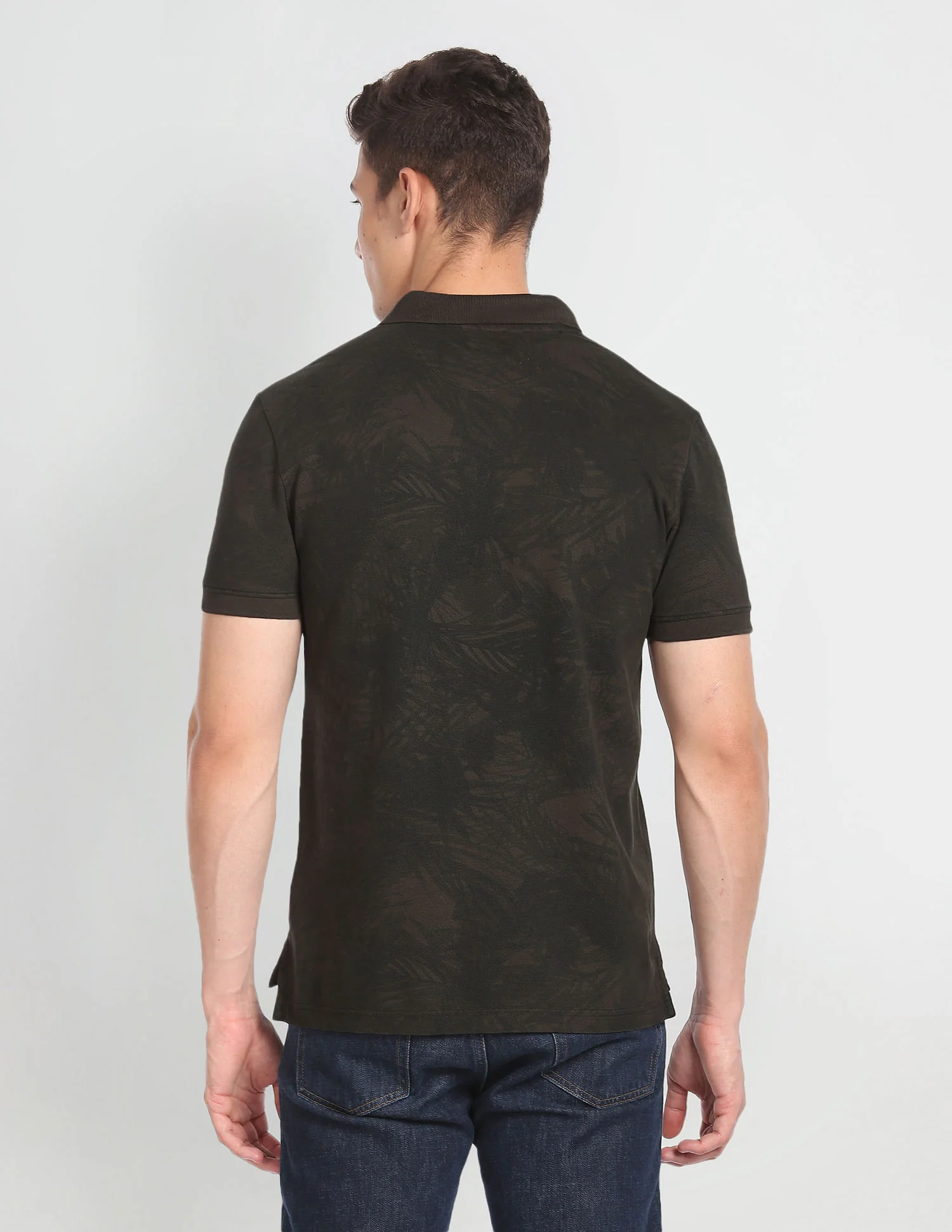 Cotton Abstract Print Polo Shirt - Image 5