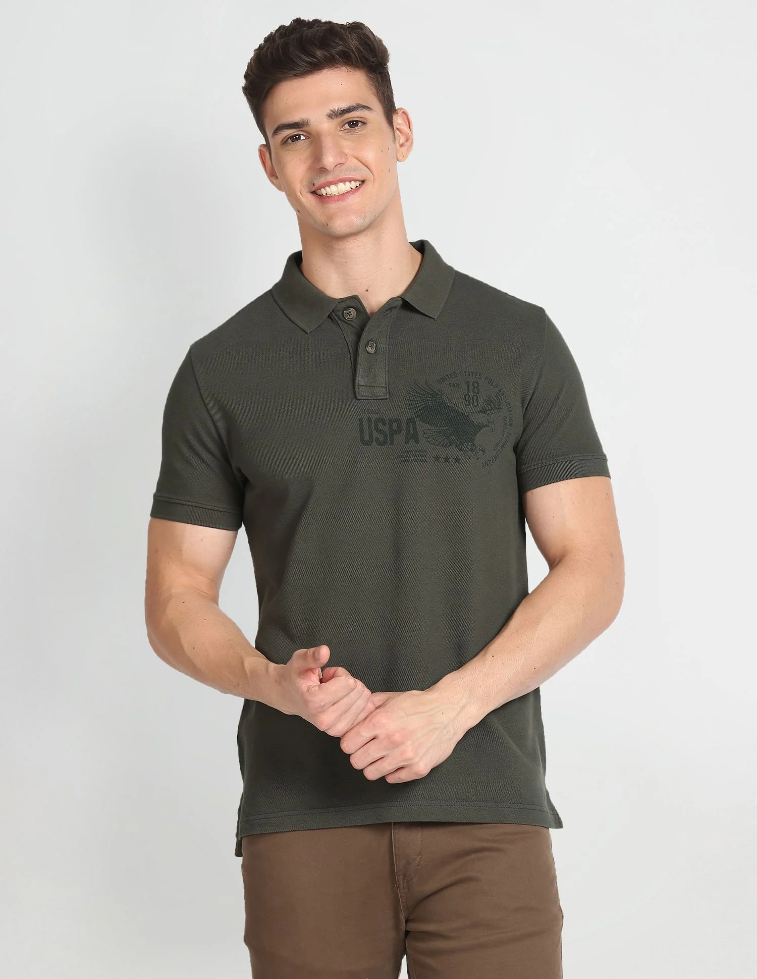 Cotton Brand Print Polo Shirt - Image 6