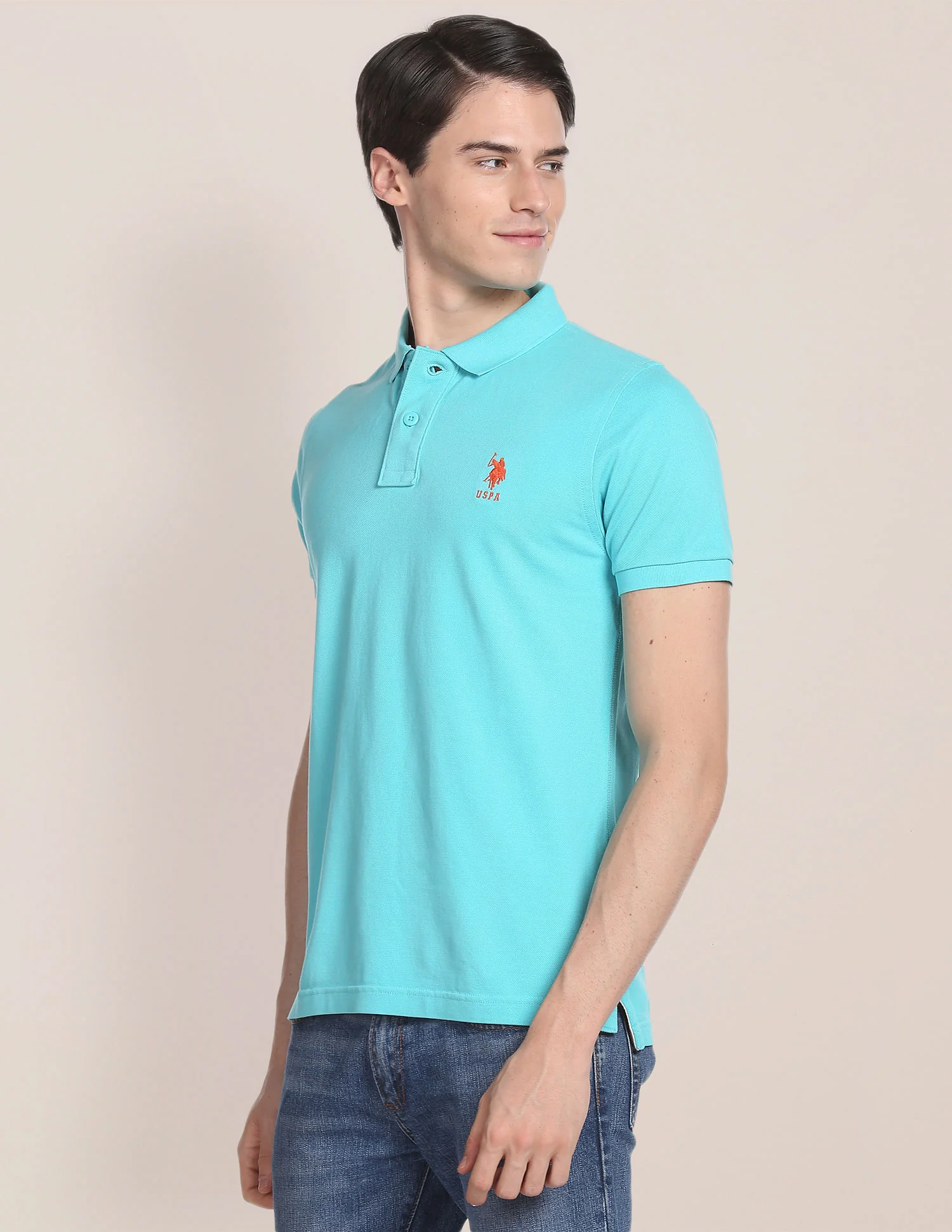 Ribbed Collar Solid Polo Shirt - Image 4