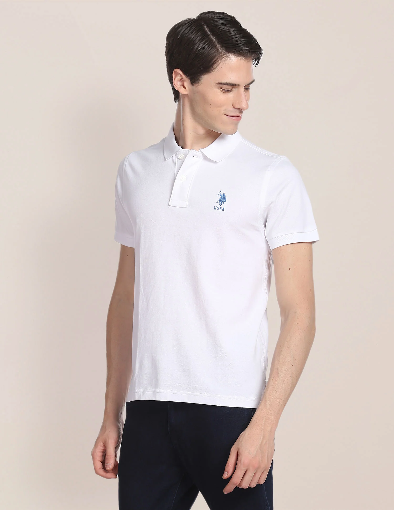 Ribbed Collar Solid Polo Shirt - Image 4