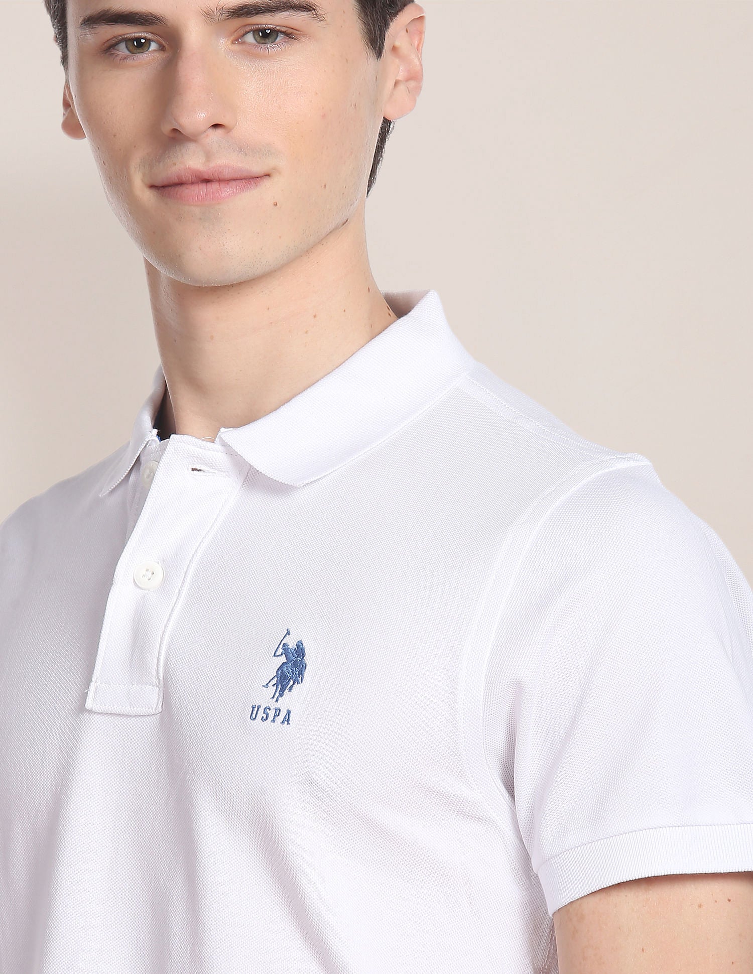 Ribbed Collar Solid Polo Shirt - Image 6
