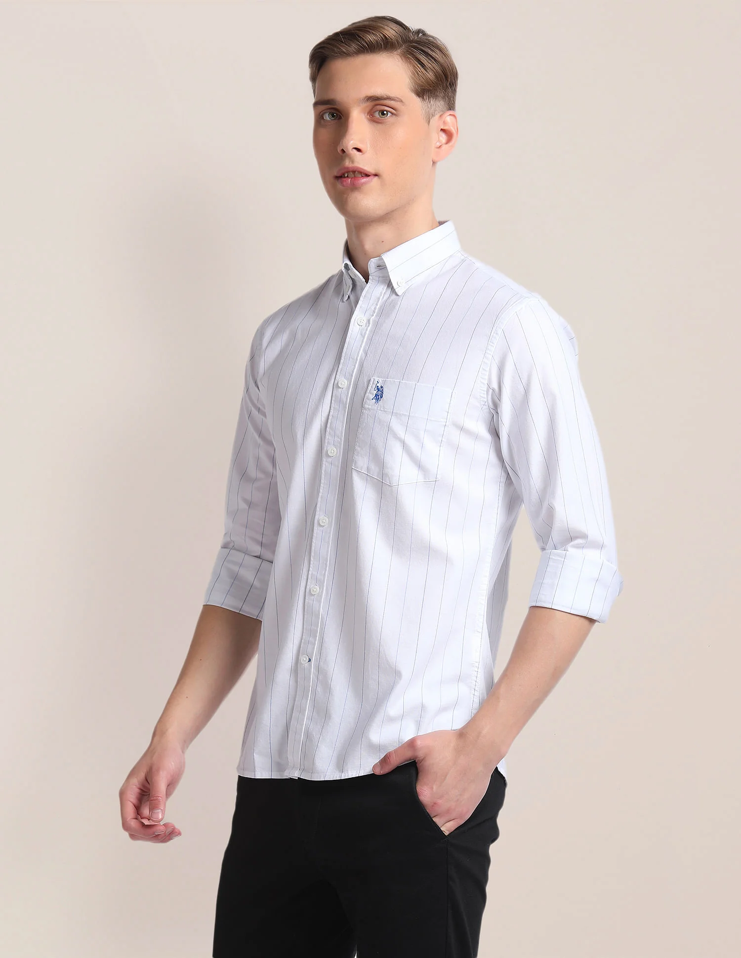 Cotton Stretch Vertical Stripe Shirt - Image 4