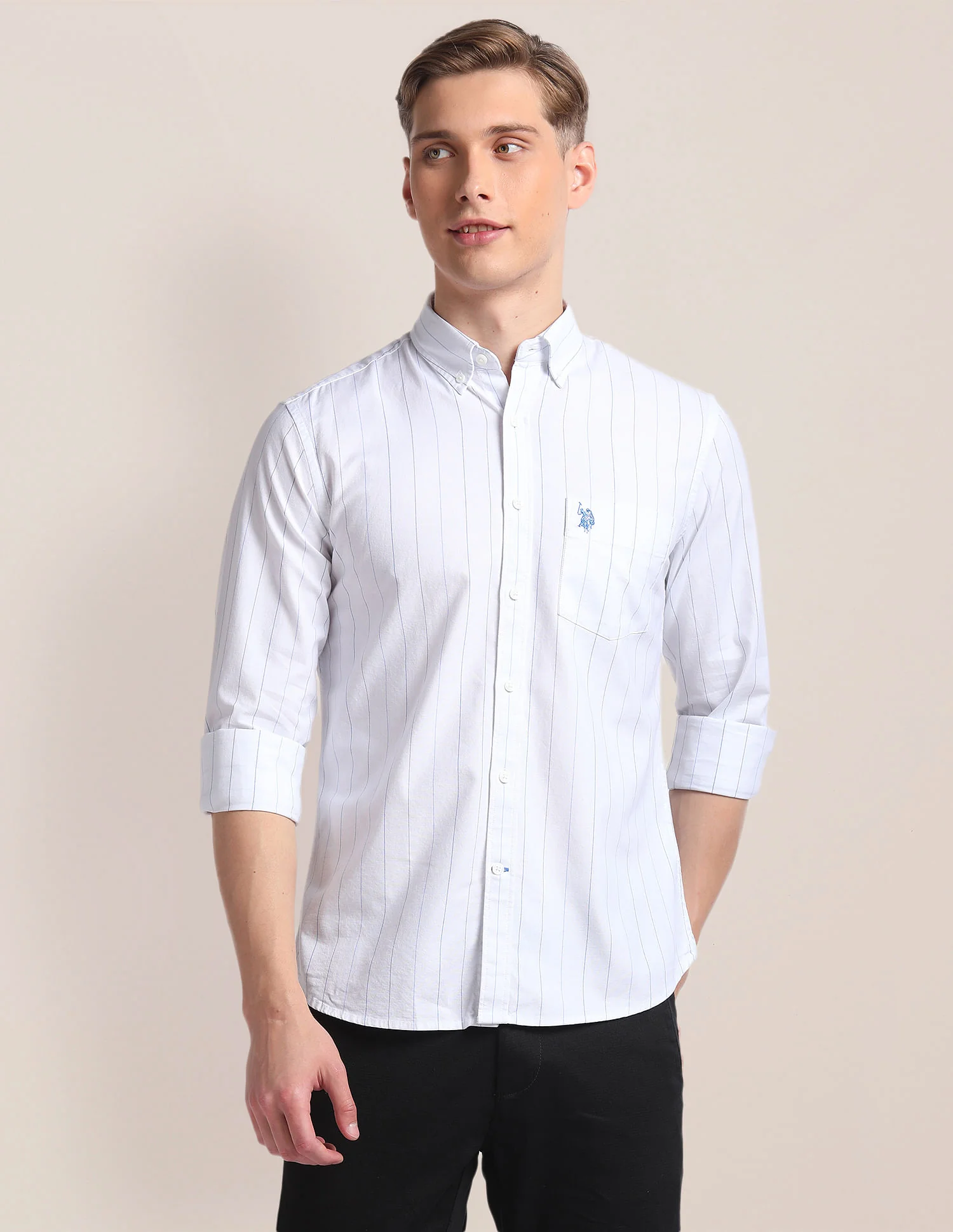 Cotton Stretch Vertical Stripe Shirt - Image 6