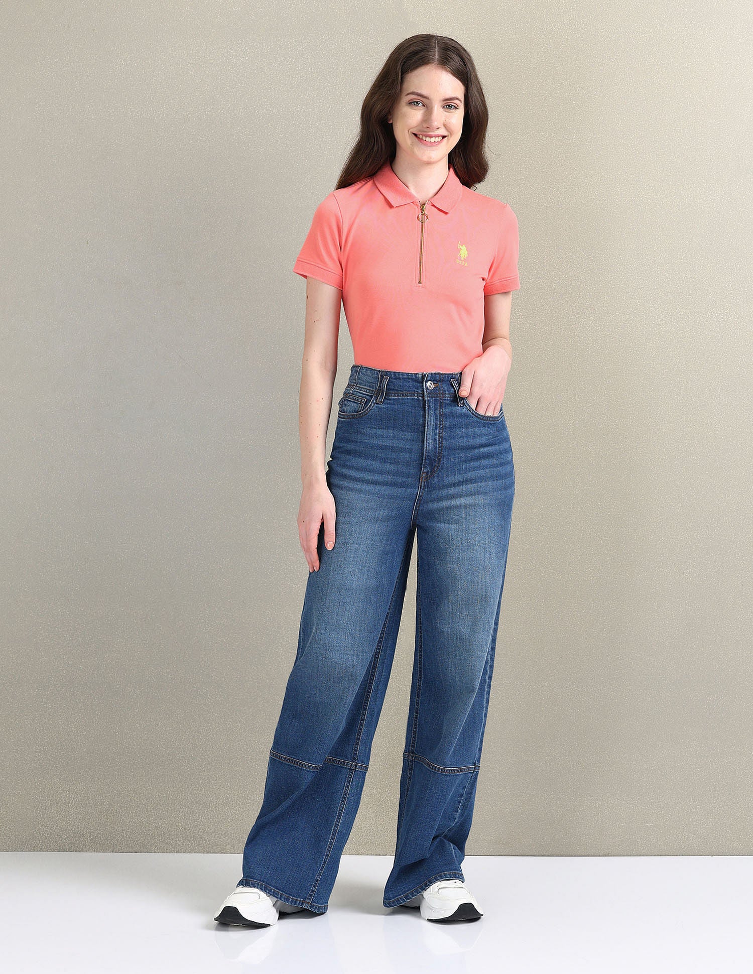 Cotton Stretch Zipper Polo Shirt - Image 3