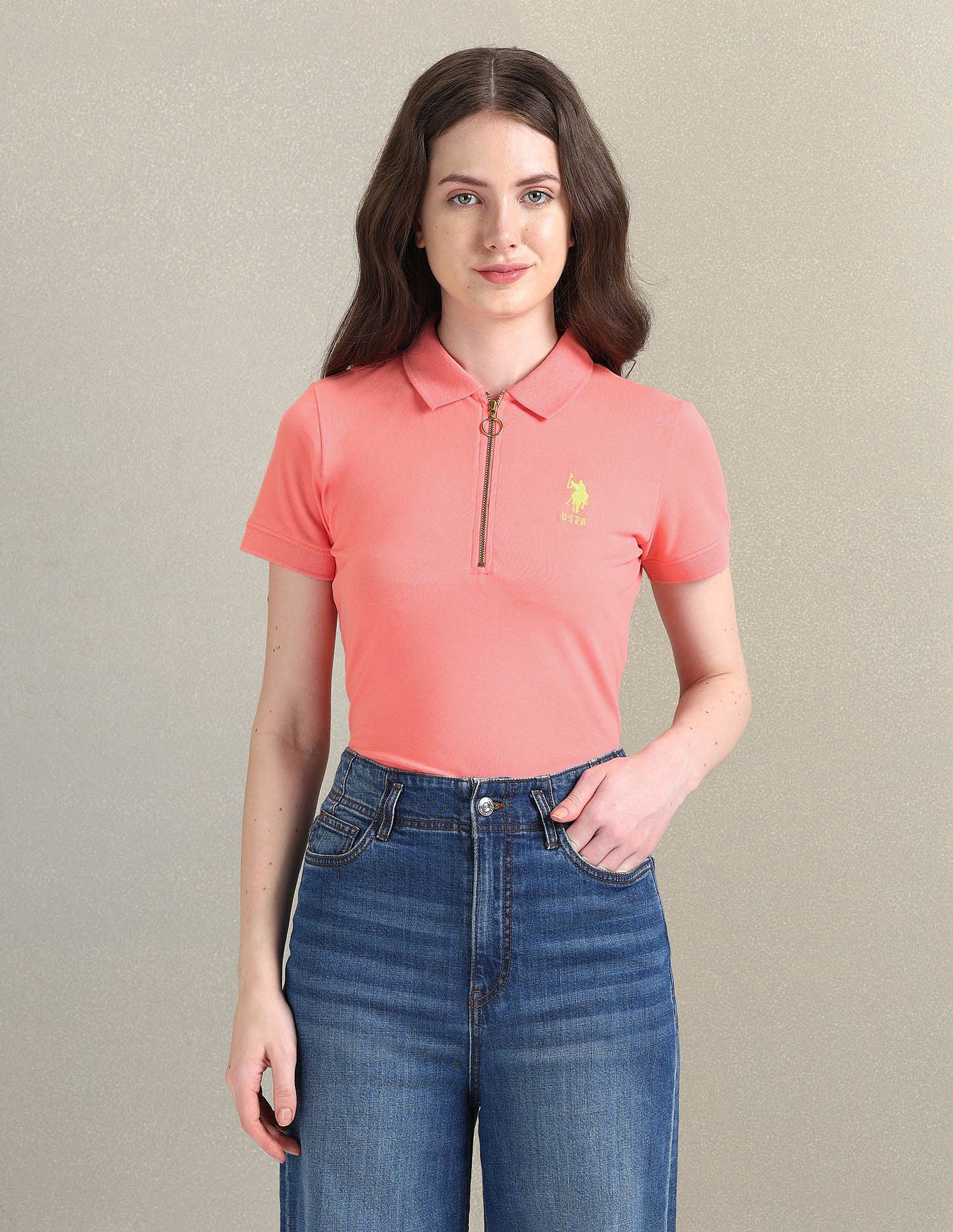 Cotton Stretch Zipper Polo Shirt - Image 6