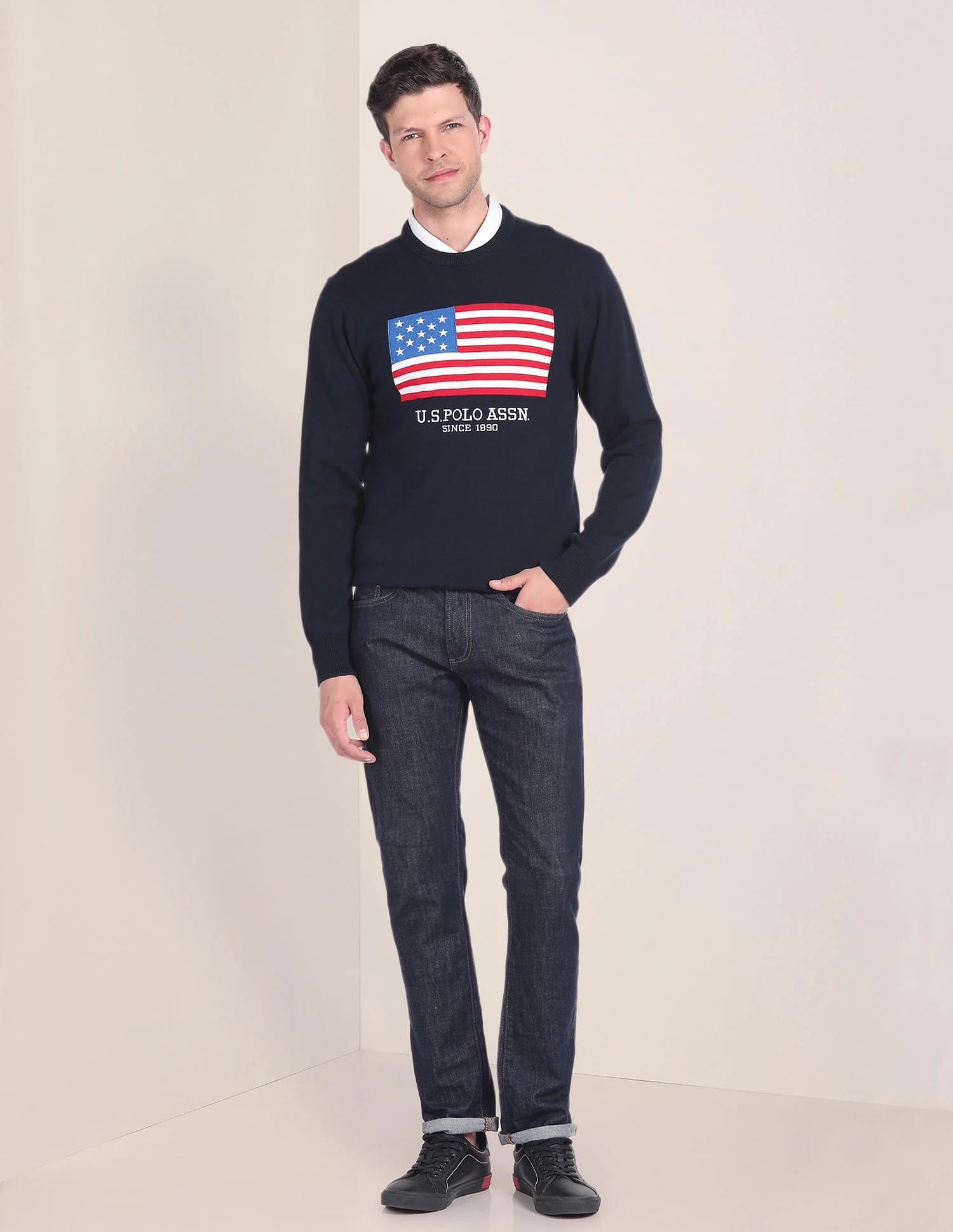 Crew Neck Brand Embroidered Sweater - Image 3