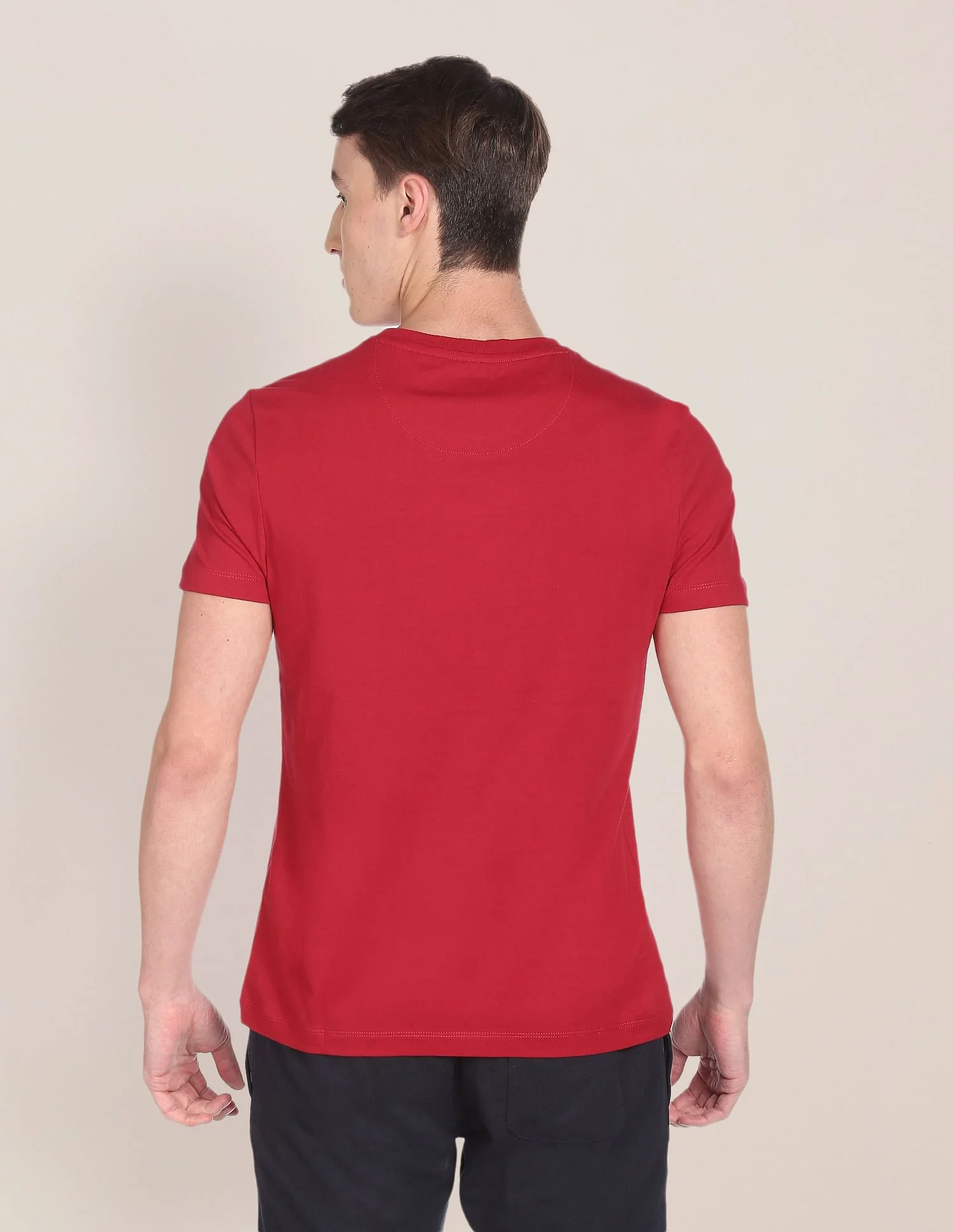 Crew Neck Brand Print Cotton T-Shirt - Image 5