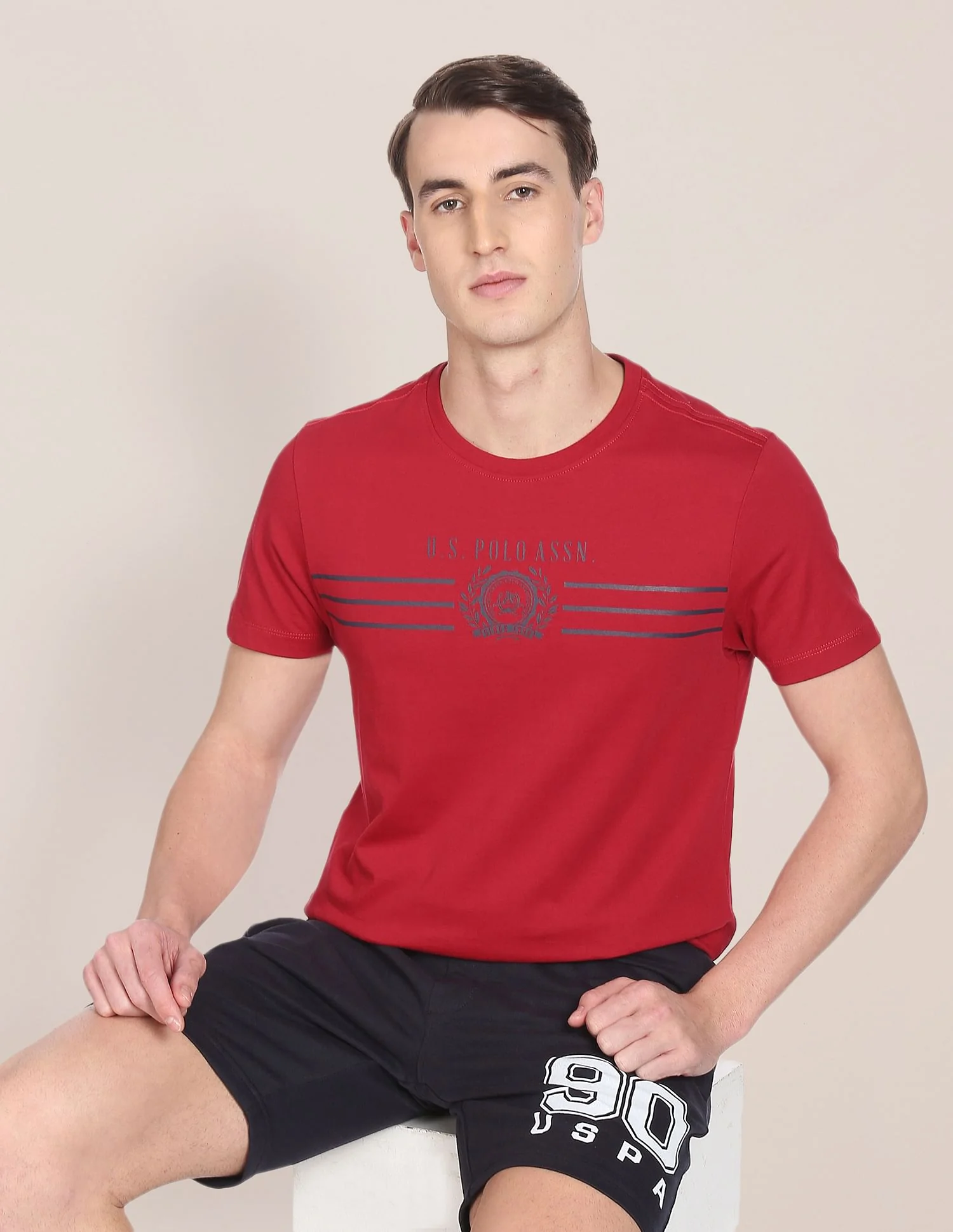 Crew Neck Brand Print Cotton T-Shirt - Image 6