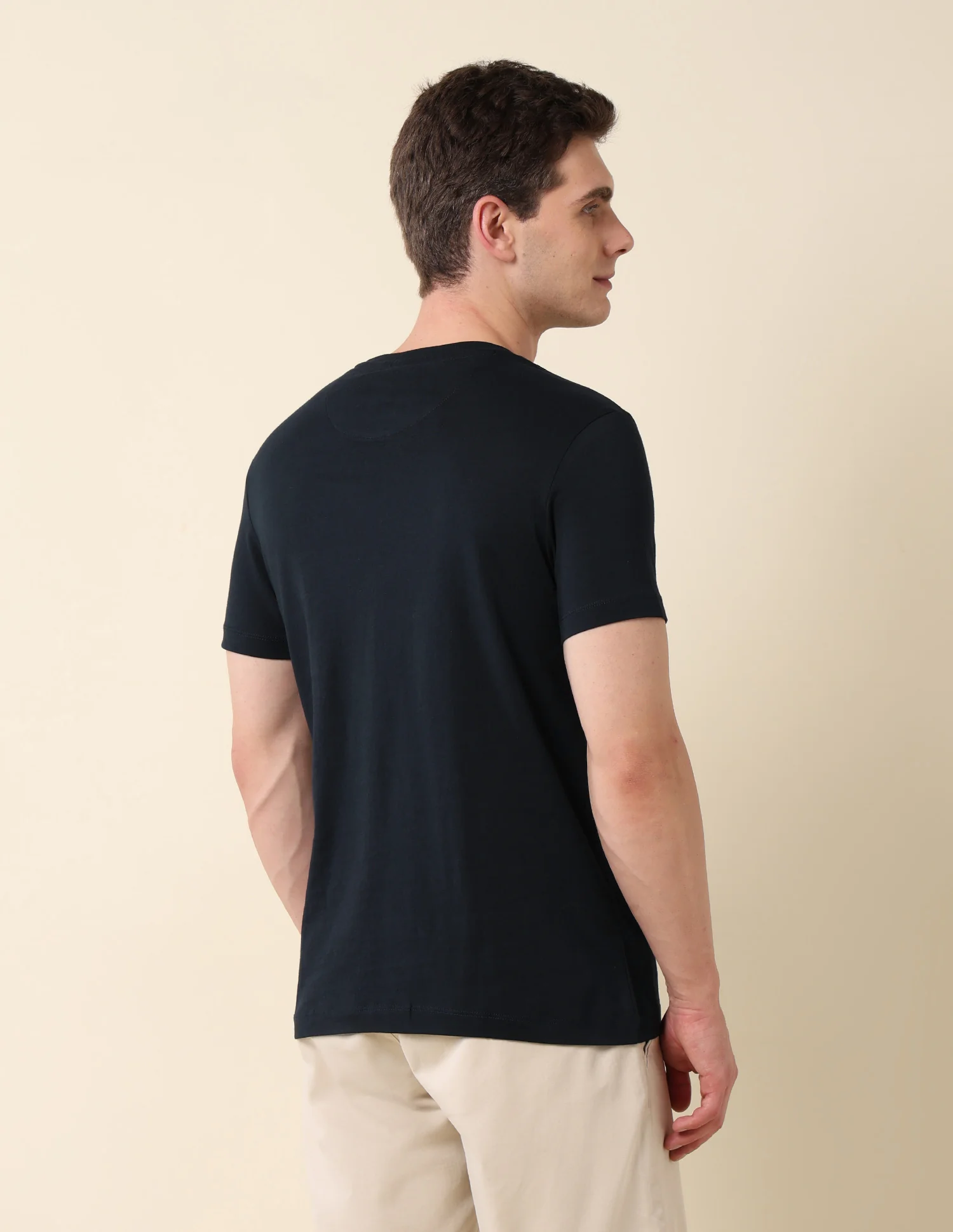 Crew Neck Brand Print Cotton T-Shirt - Image 5
