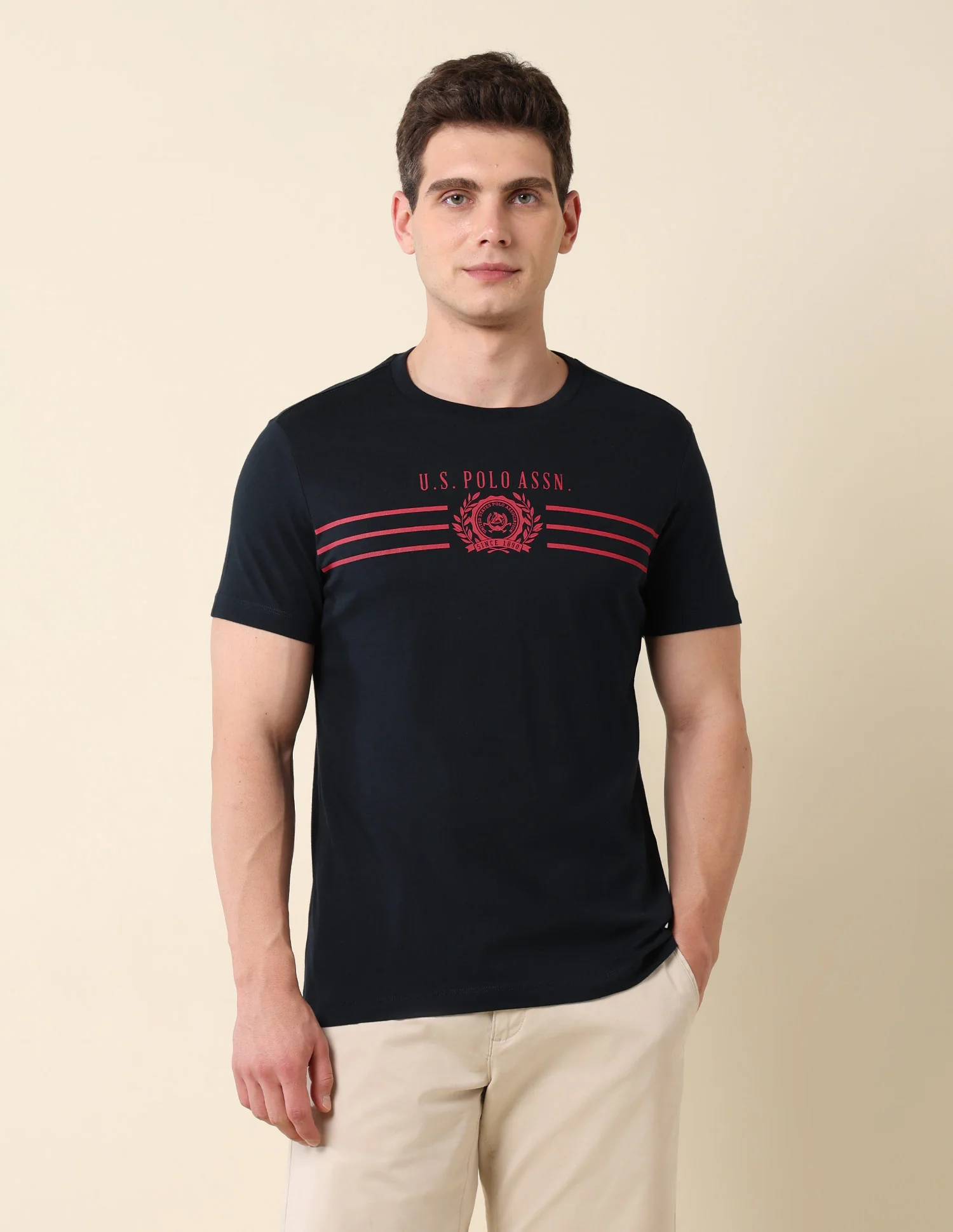 Crew Neck Brand Print Cotton T-Shirt - Image 6