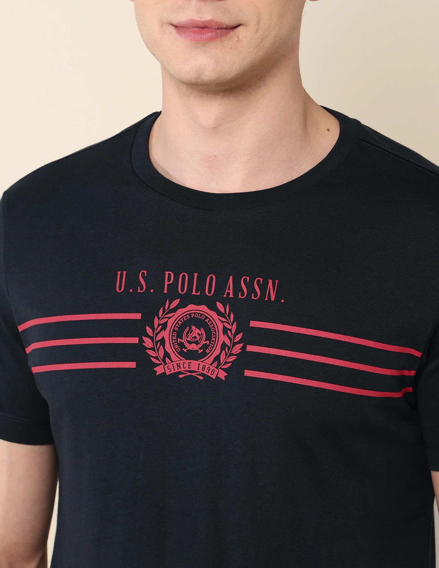 Crew Neck Brand Print Cotton T-Shirt - Image 7