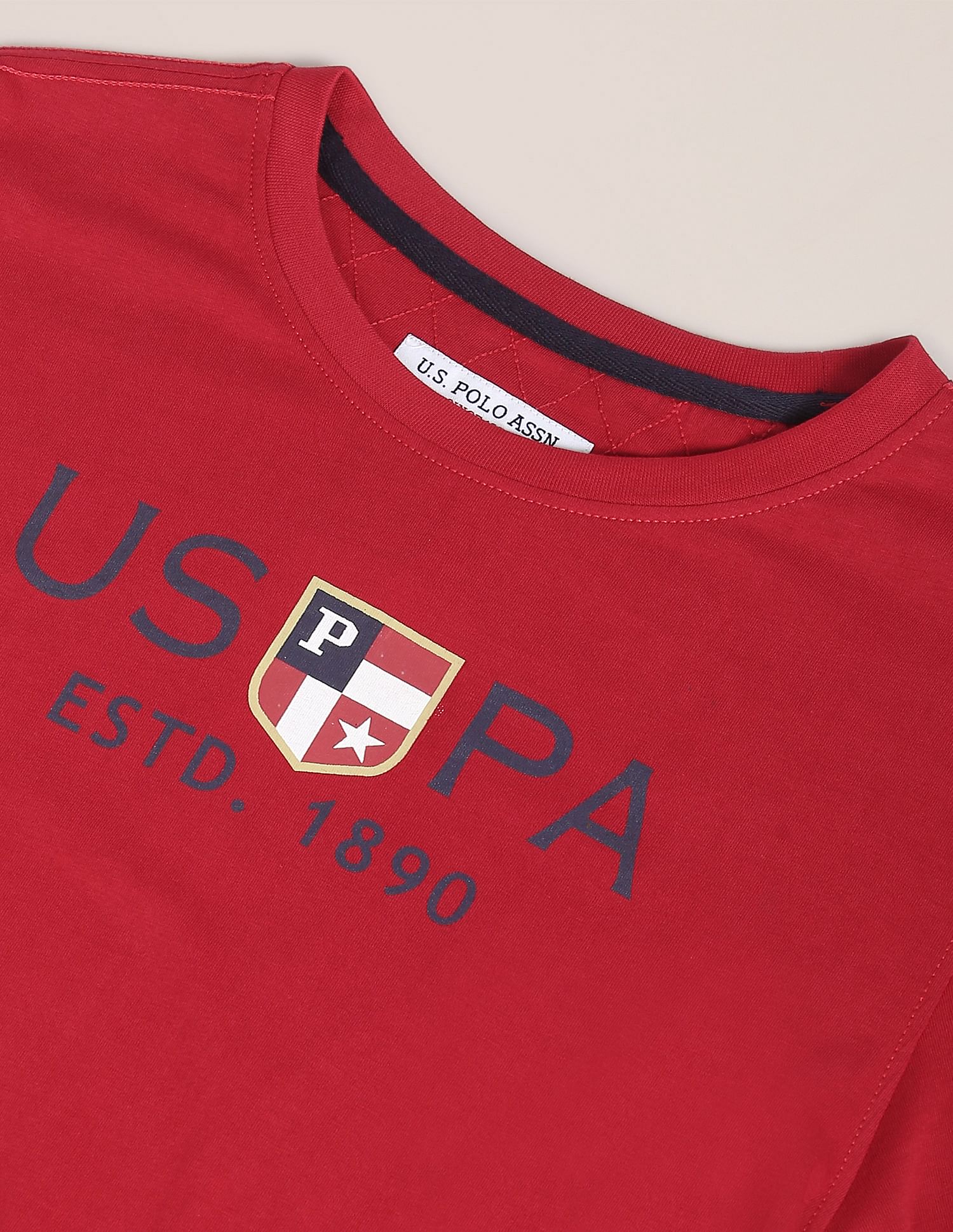 Crew Neck Brand Print Cotton T-Shirt - Image 2