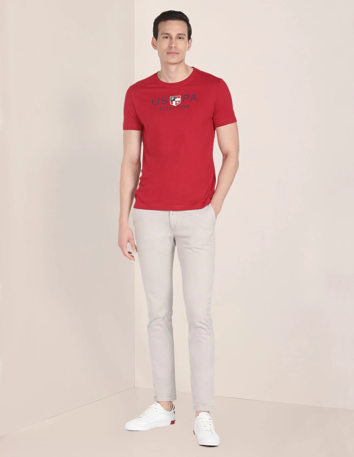 Crew Neck Brand Print Cotton T-Shirt - Image 3