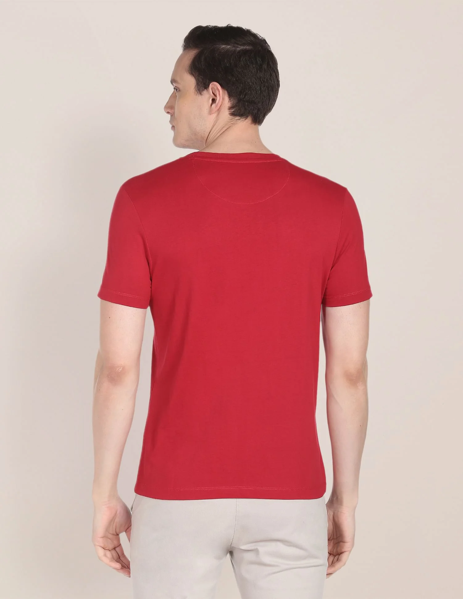 Crew Neck Brand Print Cotton T-Shirt - Image 5
