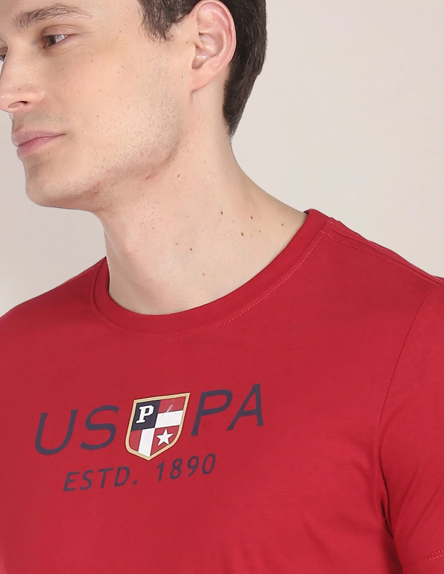 Crew Neck Brand Print Cotton T-Shirt - Image 7