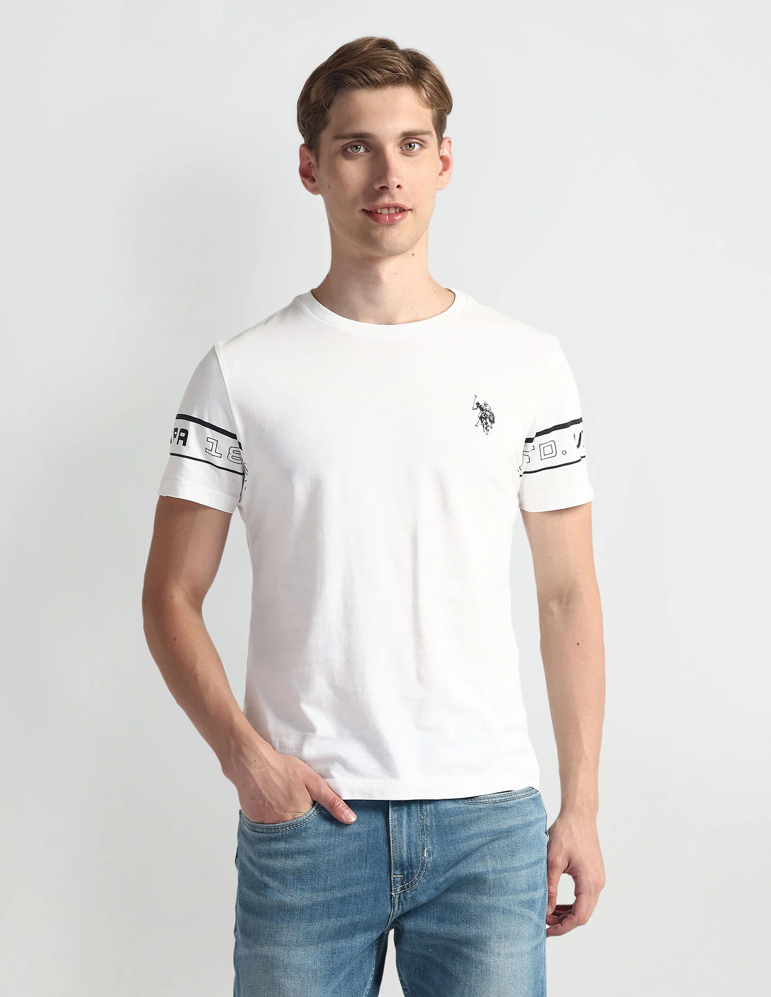 Crew Neck Brand Print T-Shirt