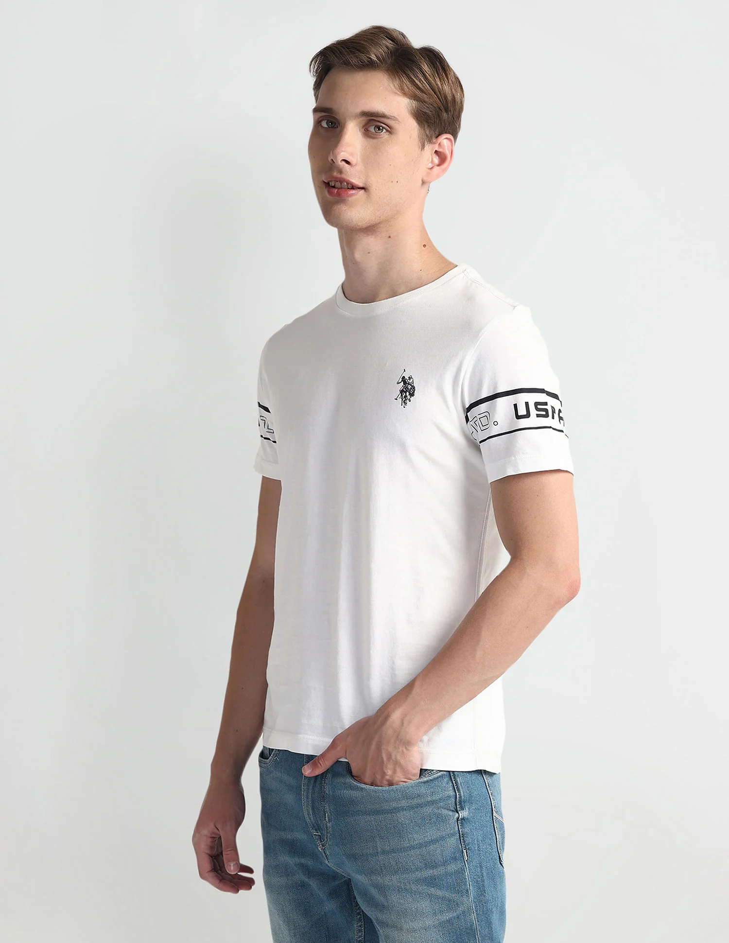 Crew Neck Brand Print T-Shirt - Image 4
