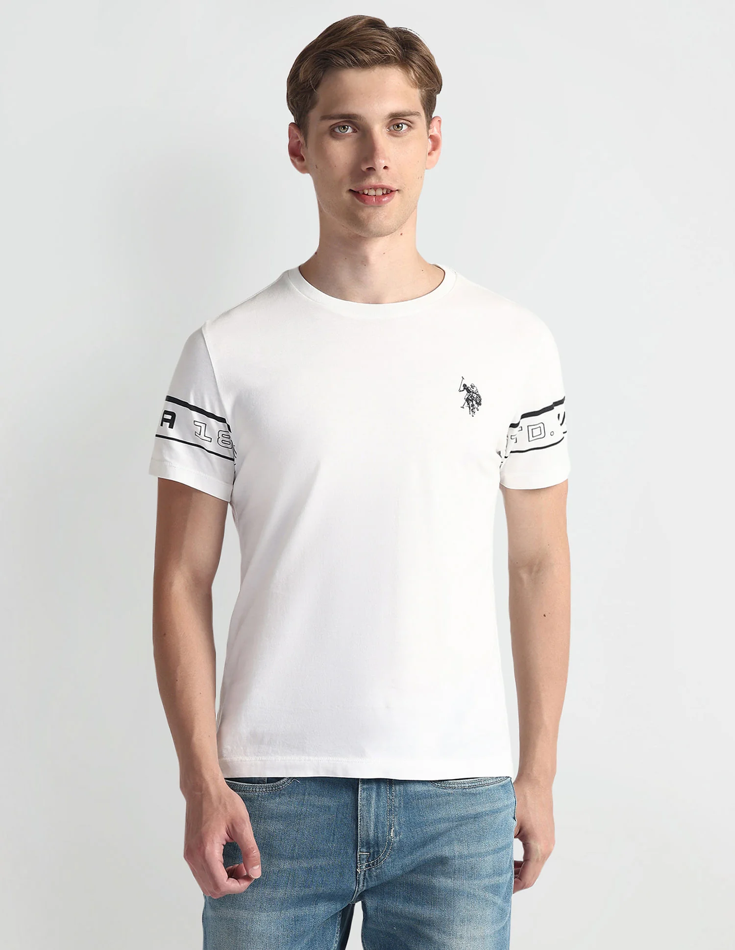 Crew Neck Brand Print T-Shirt - Image 6