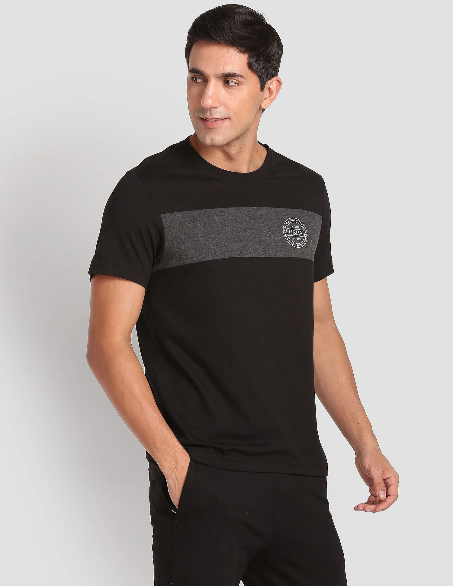 Crew Neck Colour Block I681 Lounge T-Shirt - Pack Of 1