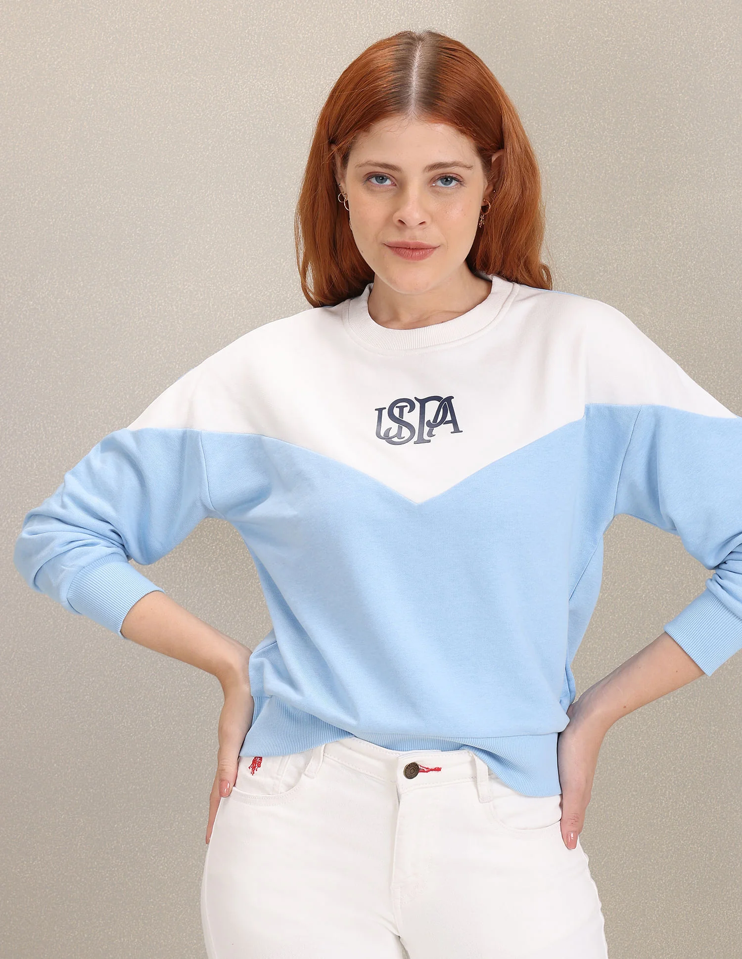 Crew Neck Colour Block Sweatshirt