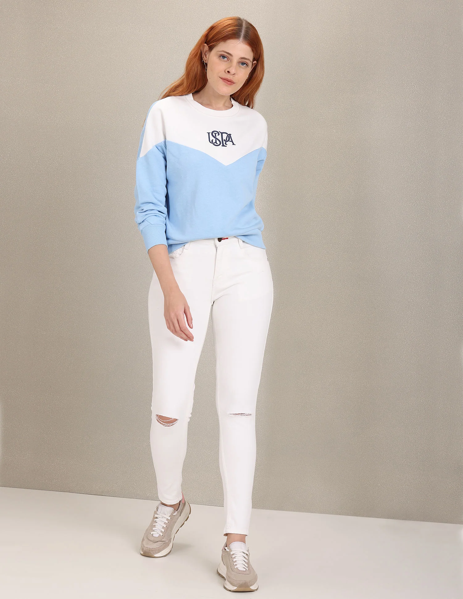 Crew Neck Colour Block Sweatshirt - Image 3
