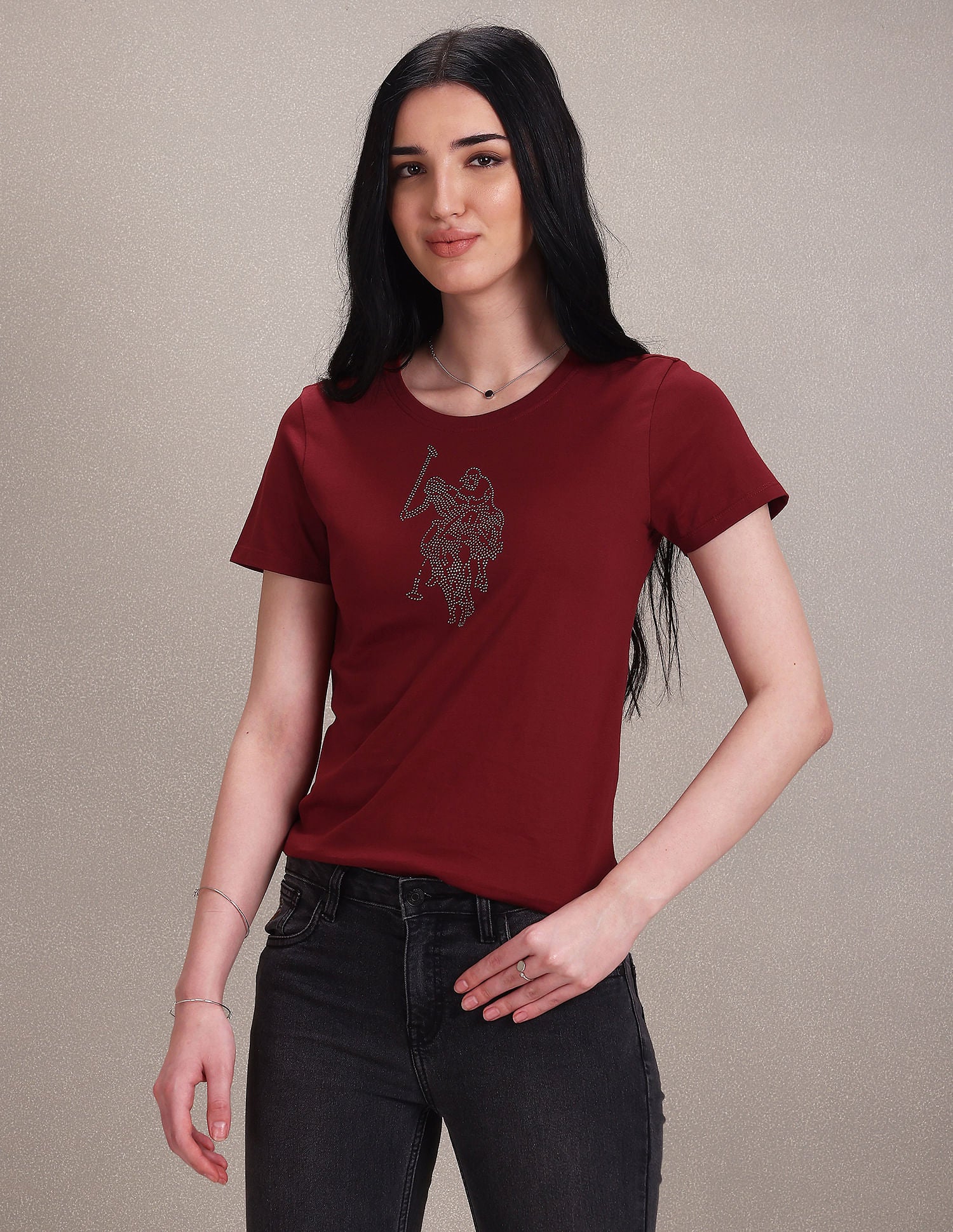 Crew Neck Embellished Logo T-Shirt - Image 4