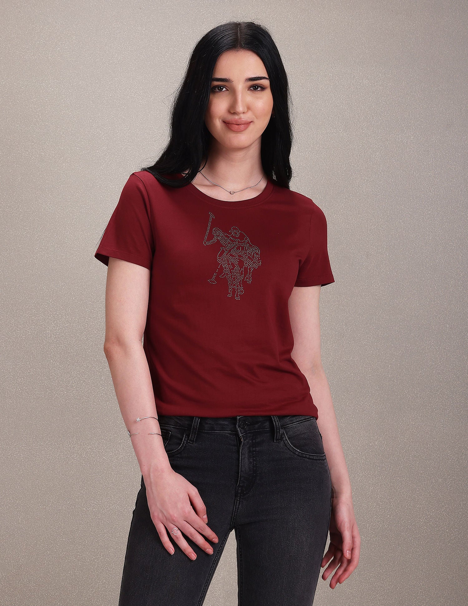 Crew Neck Embellished Logo T-Shirt - Image 6