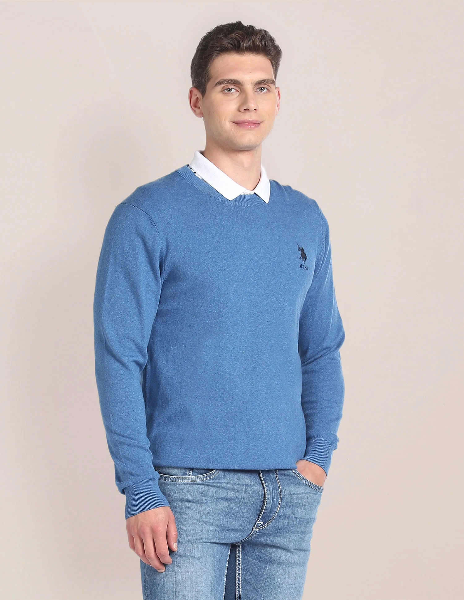 Crew Neck Heathered Sweater