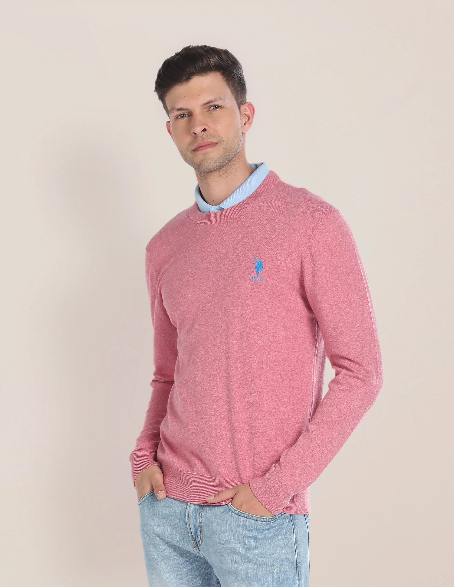 Crew Neck Heathered Sweater