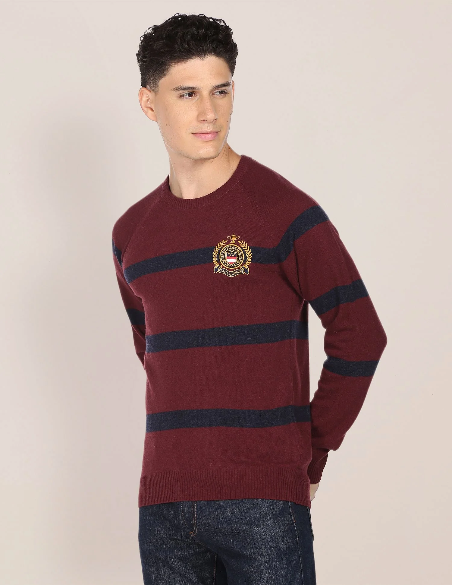 Crew Neck Horizontal Stripe Sweater - Image 4
