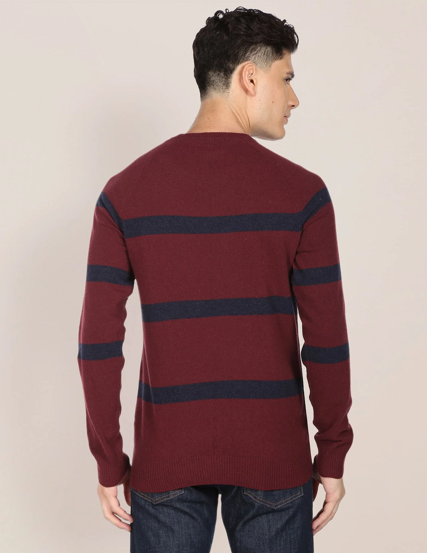 Crew Neck Horizontal Stripe Sweater - Image 5