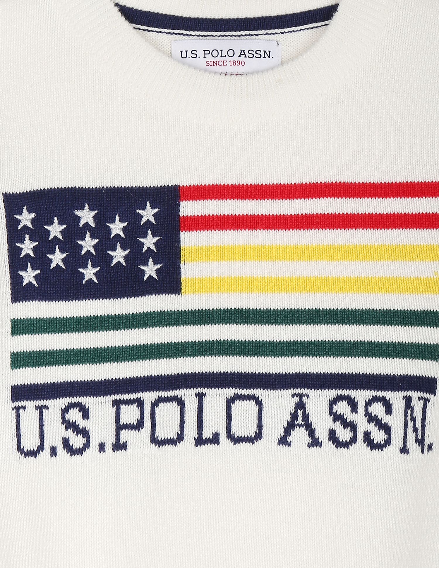 Crew Neck Patterned Knit Cotton Sweater - Image 3