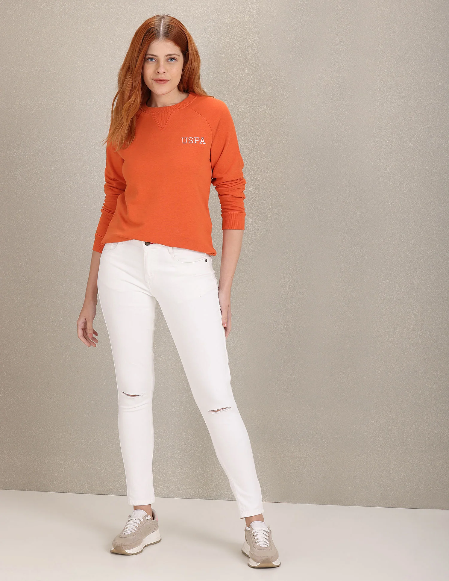 Crew Neck Raglan Sleeve Solid Sweatshirt - Image 3
