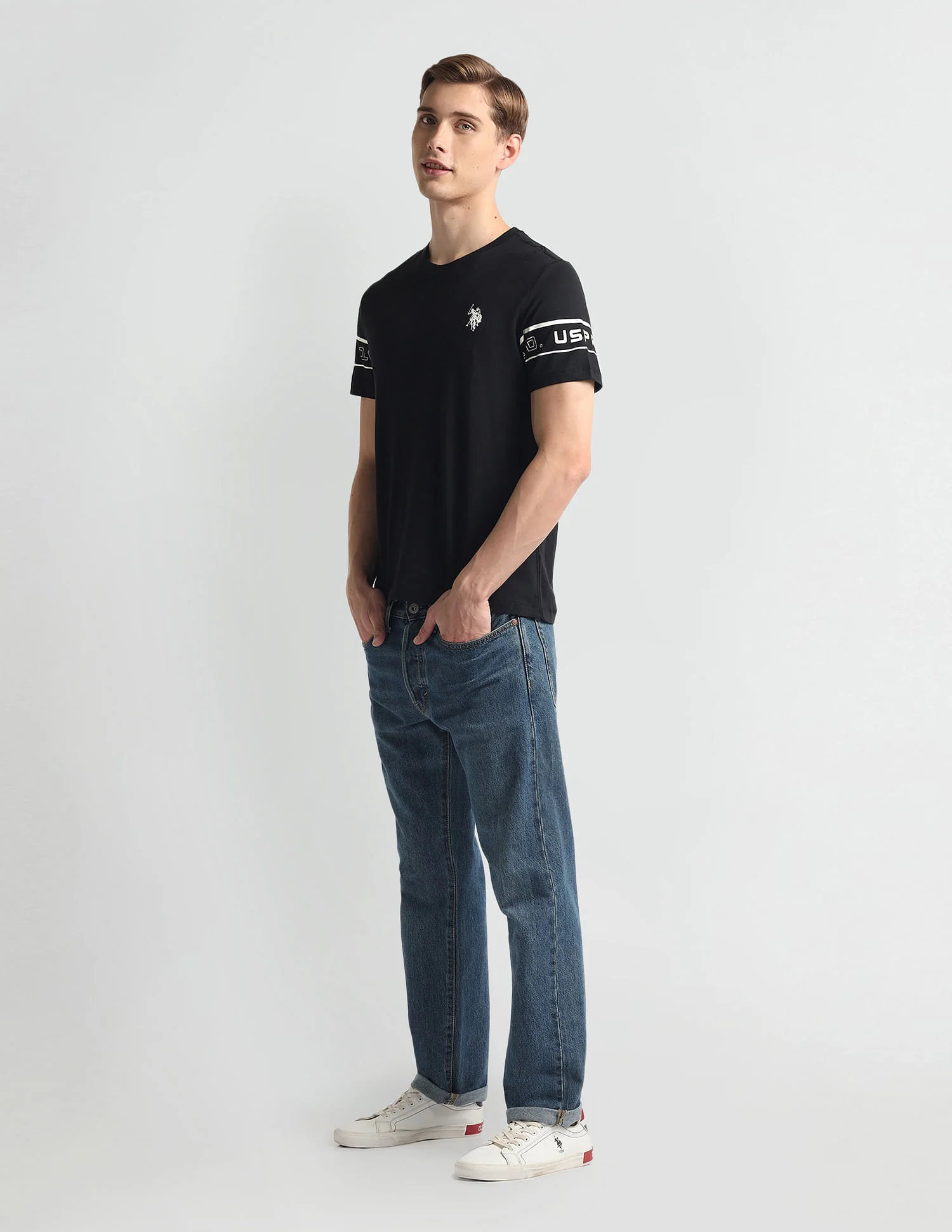 Crew Neck Sleeve Print T-Shirt - Image 3