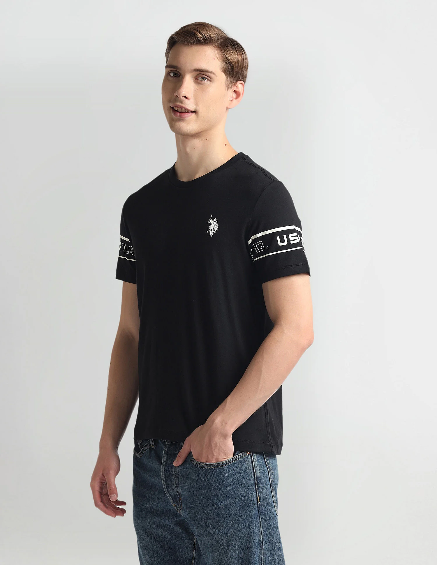 Crew Neck Sleeve Print T-Shirt - Image 4
