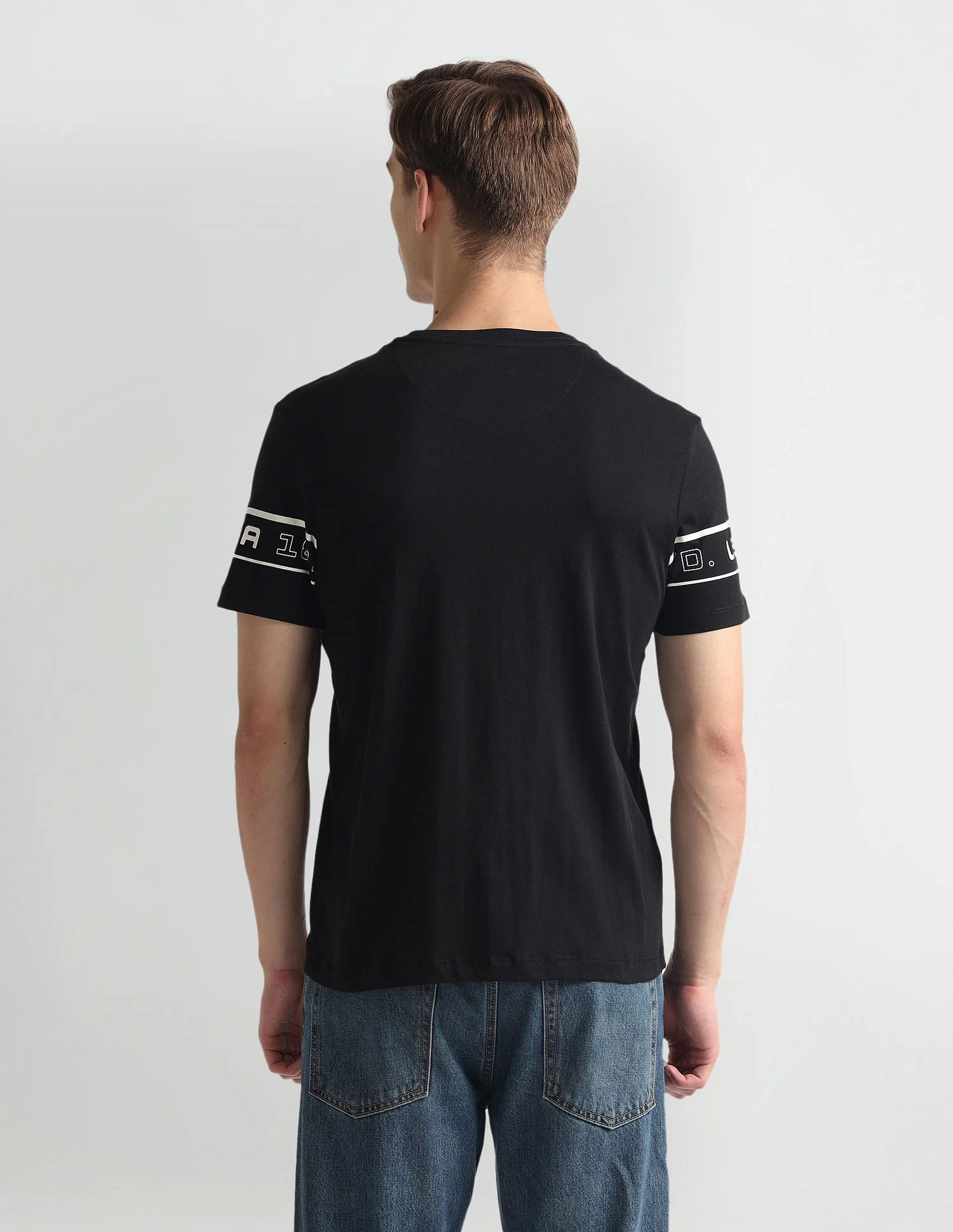 Crew Neck Sleeve Print T-Shirt - Image 5
