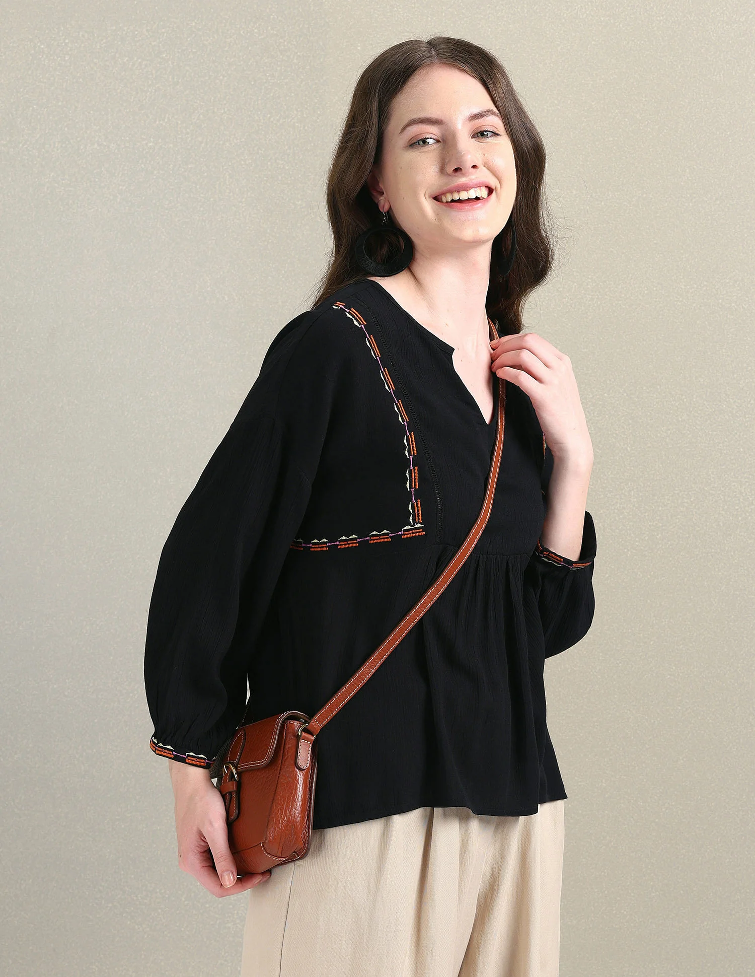Crinkle Viscose Relaxed Top