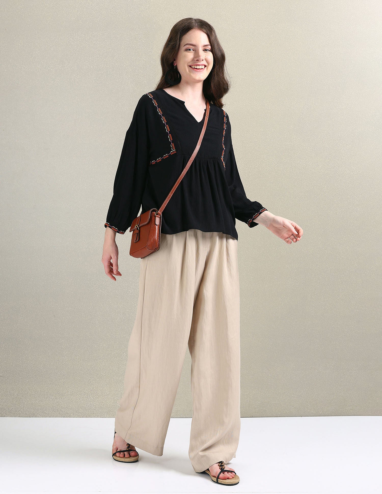 Crinkle Viscose Relaxed Top - Image 3