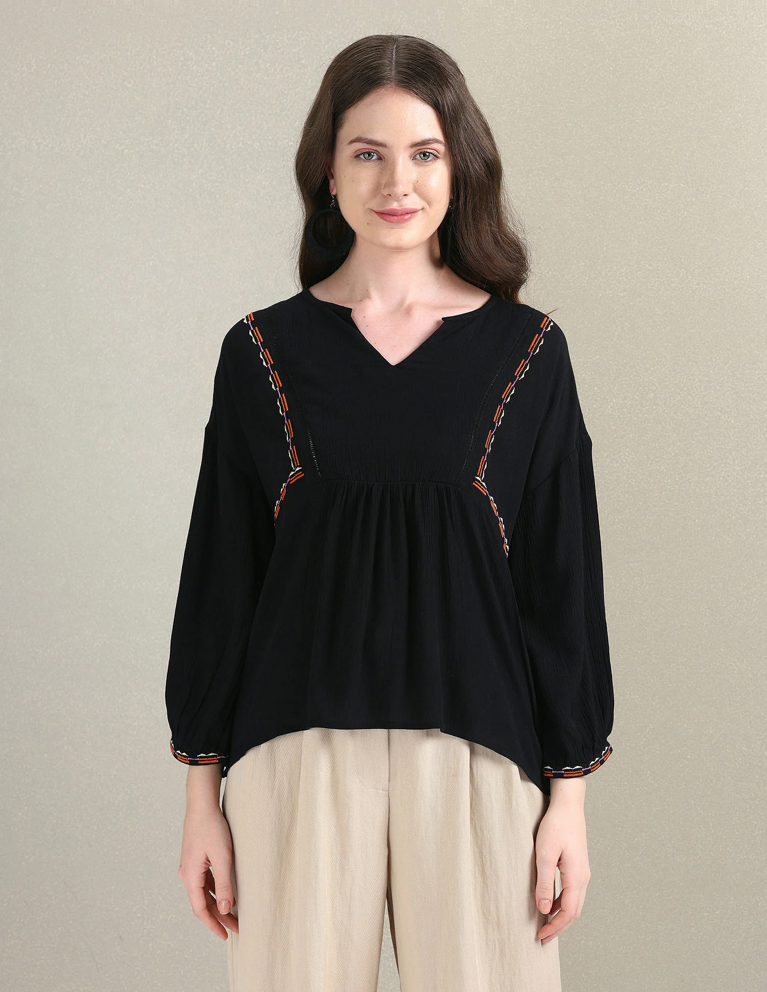 Crinkle Viscose Relaxed Top - Image 6