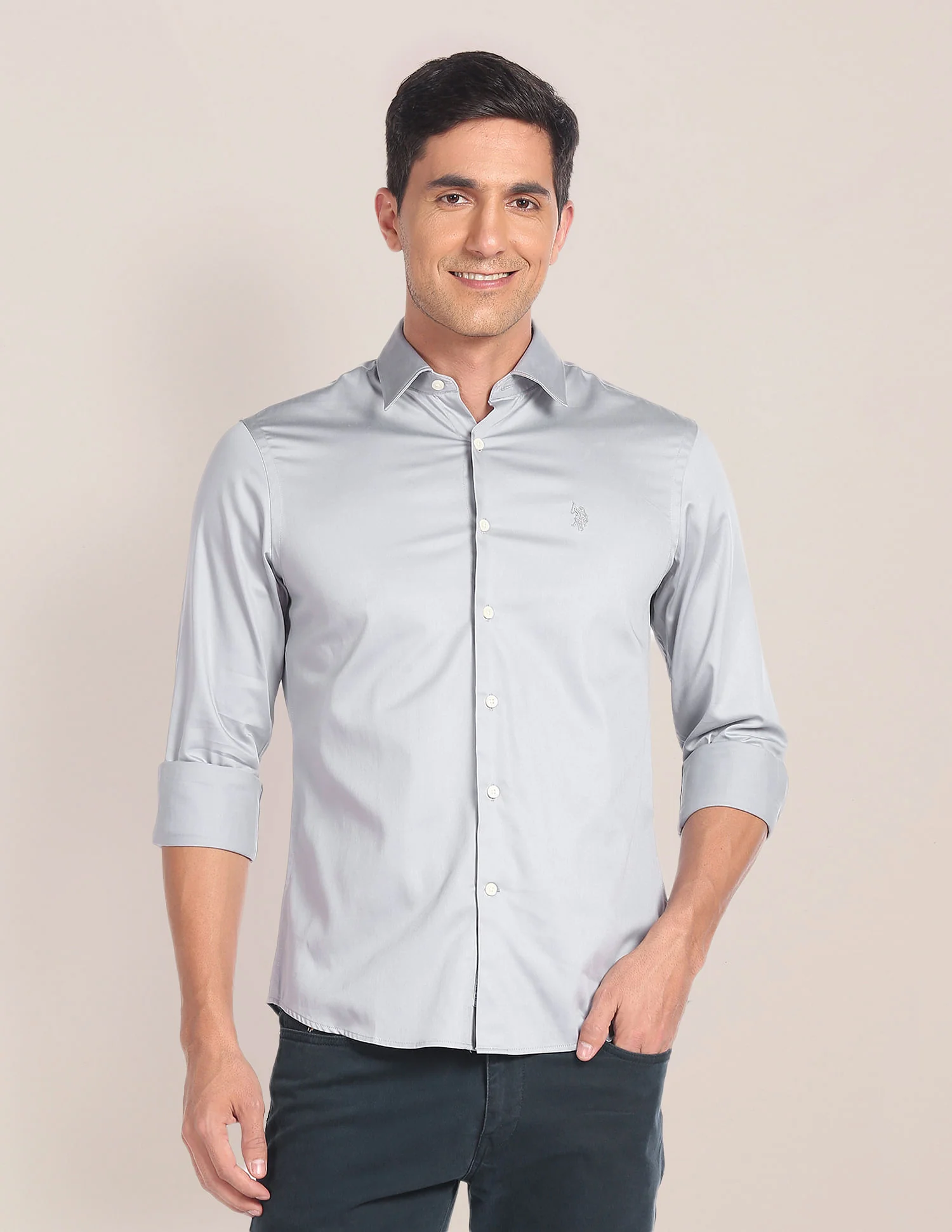 Cutaway Collar Solid Shirt - Image 6