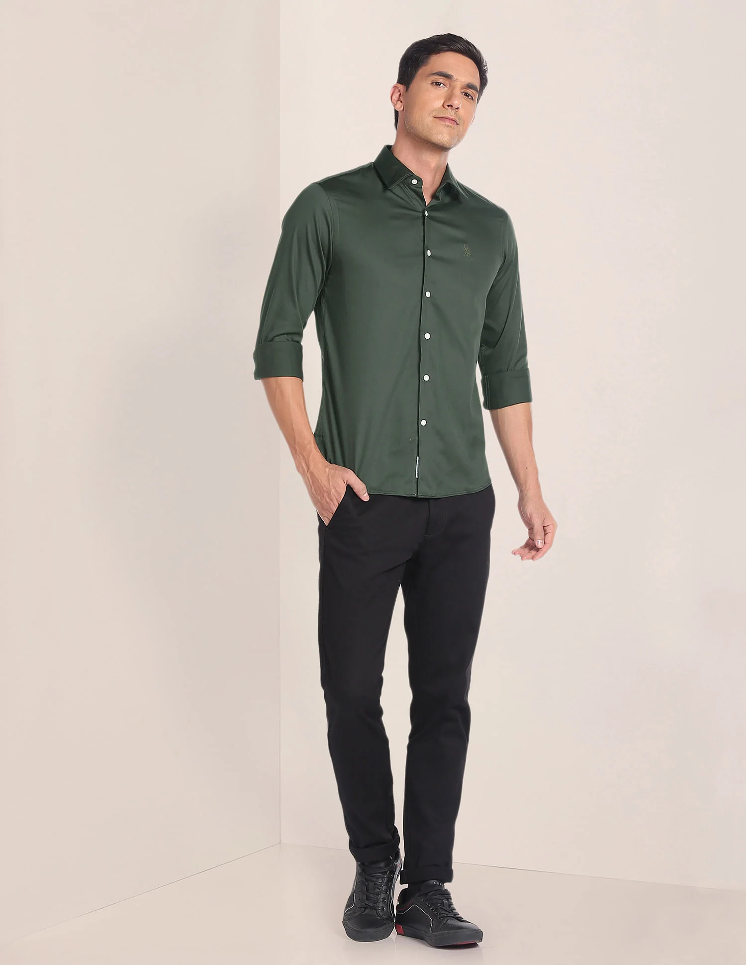 Cutaway Collar Solid Shirt - Image 3