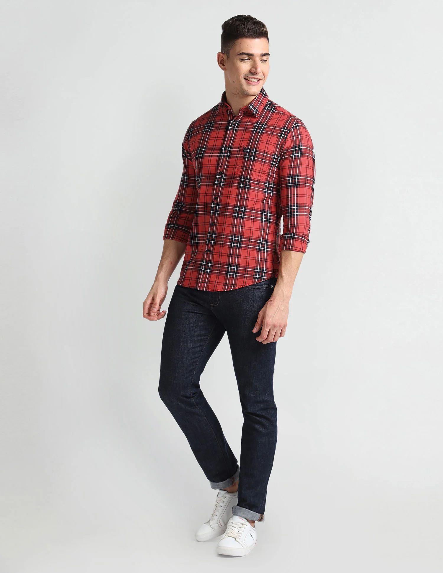 Cutaway Collar Tartan Shirt - Image 3