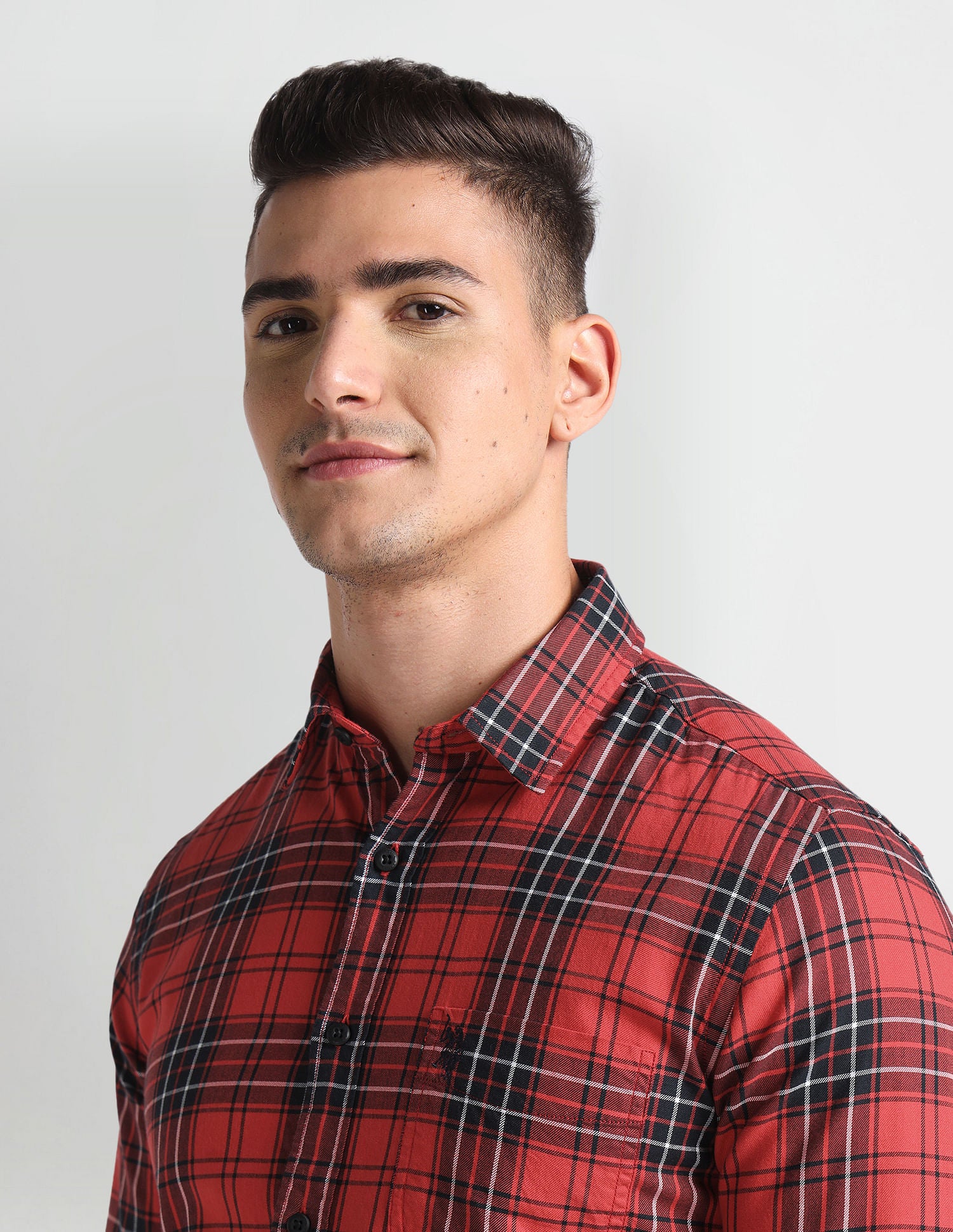 Cutaway Collar Tartan Shirt - Image 7