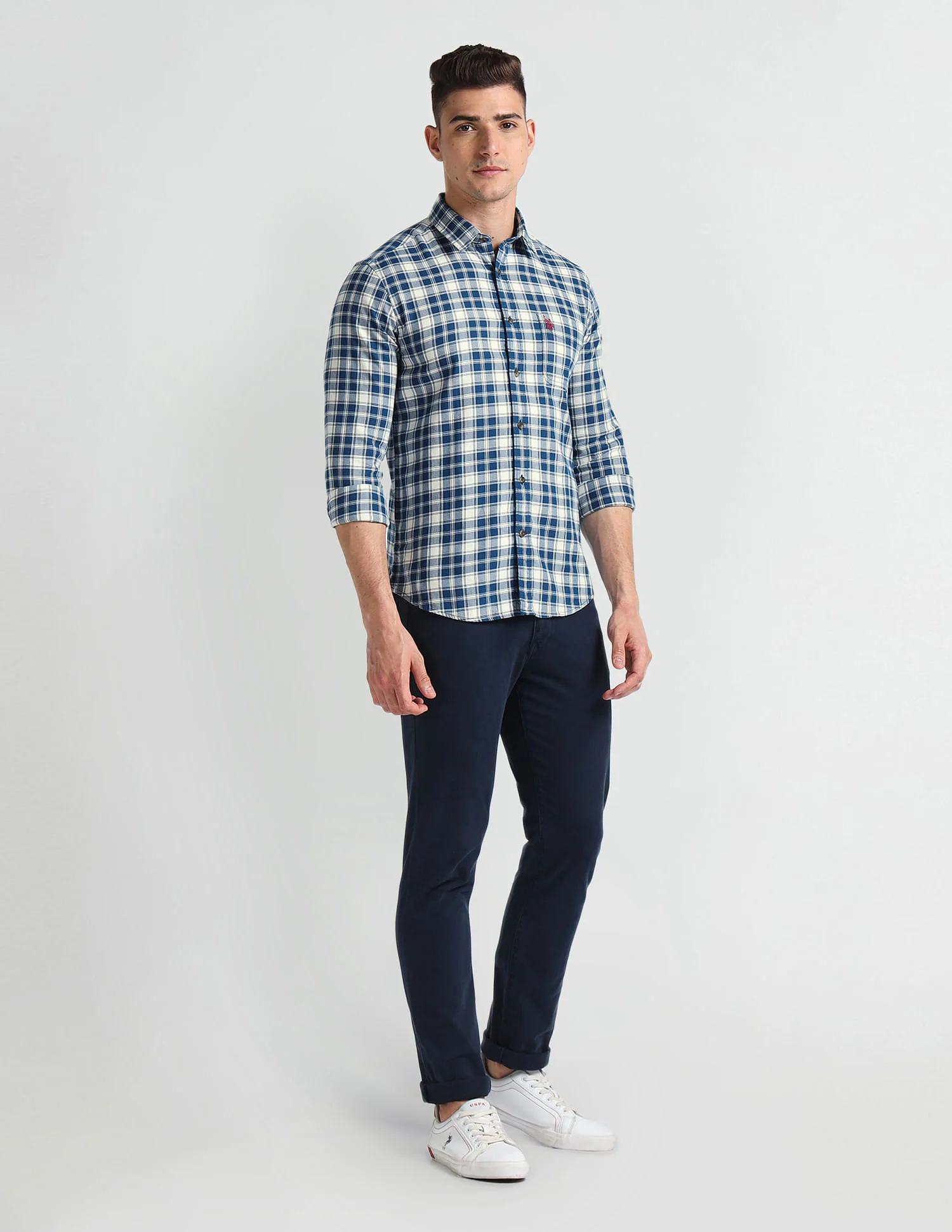 Cutaway Collar Tartan Shirt - Image 3
