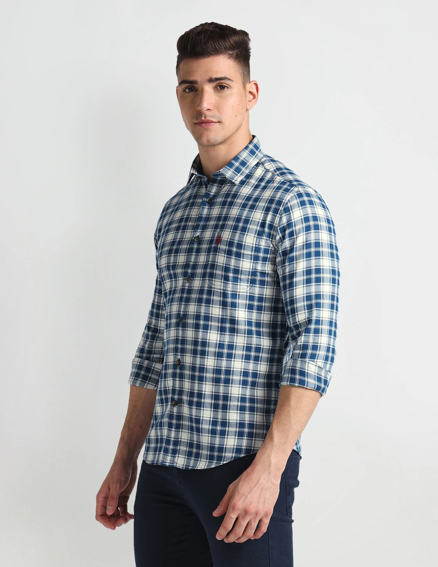 Cutaway Collar Tartan Shirt - Image 4